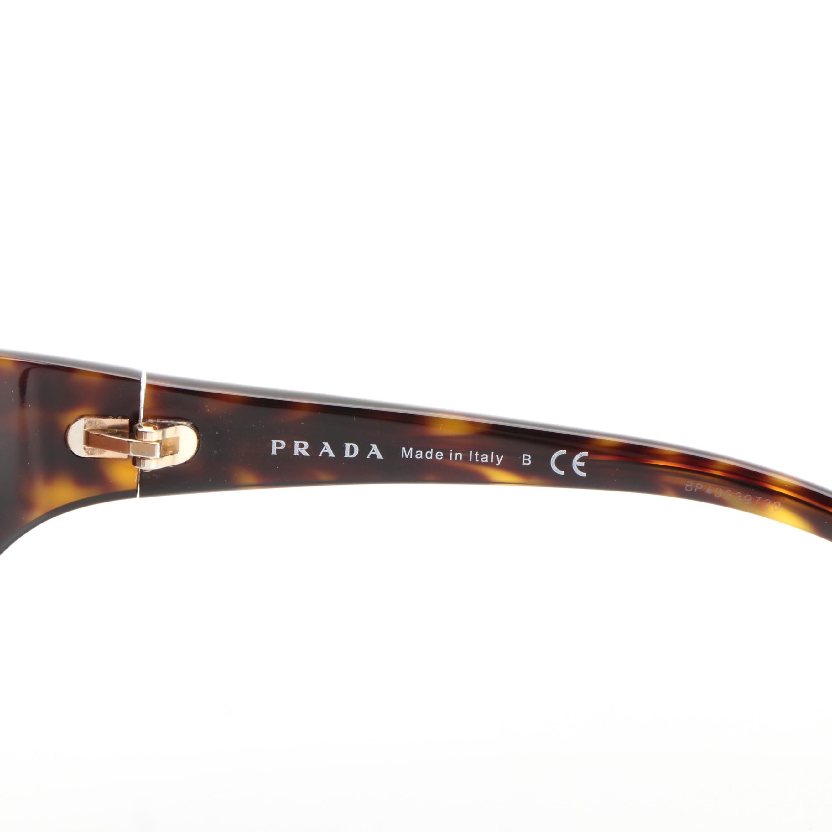 Prada SPR22V Havana Brown Catwalk Cat Eye Sunglasses with Case and Box