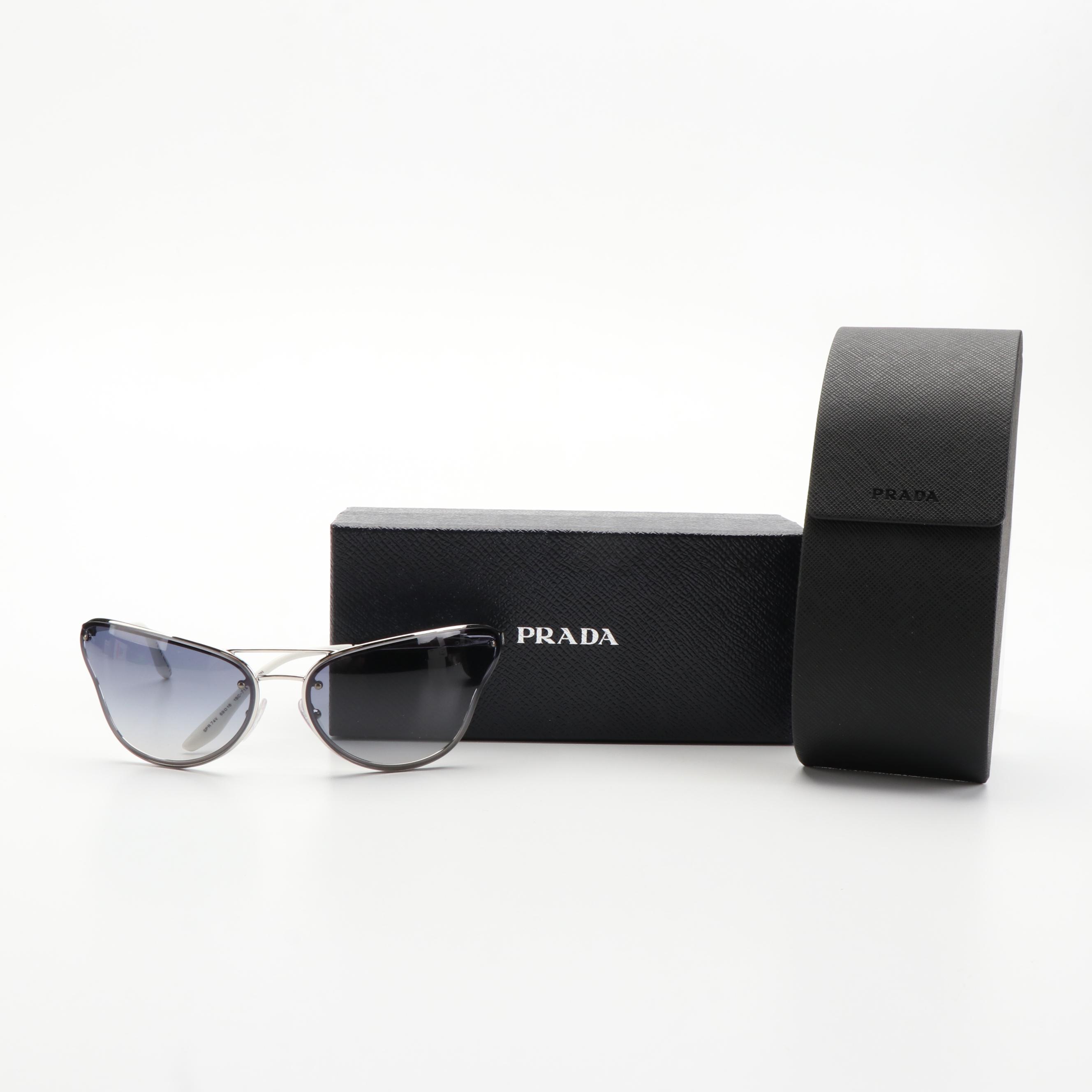 Prada PR74VS Butterfly Grey and Blue Sunglasses With Case and Box