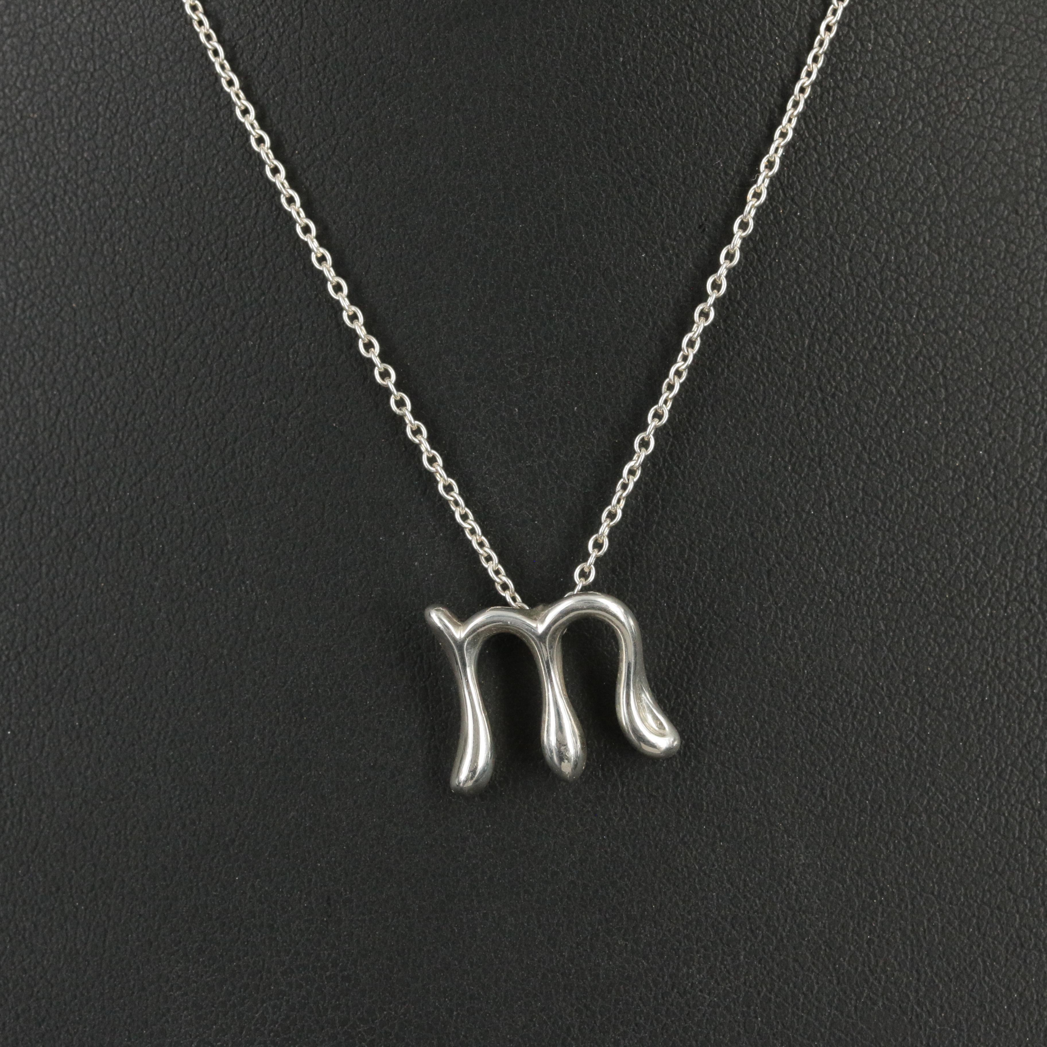 Elsa Peretti for Tiffany & Co. "Alphabet Letters" Sterling "M" Initial Necklace