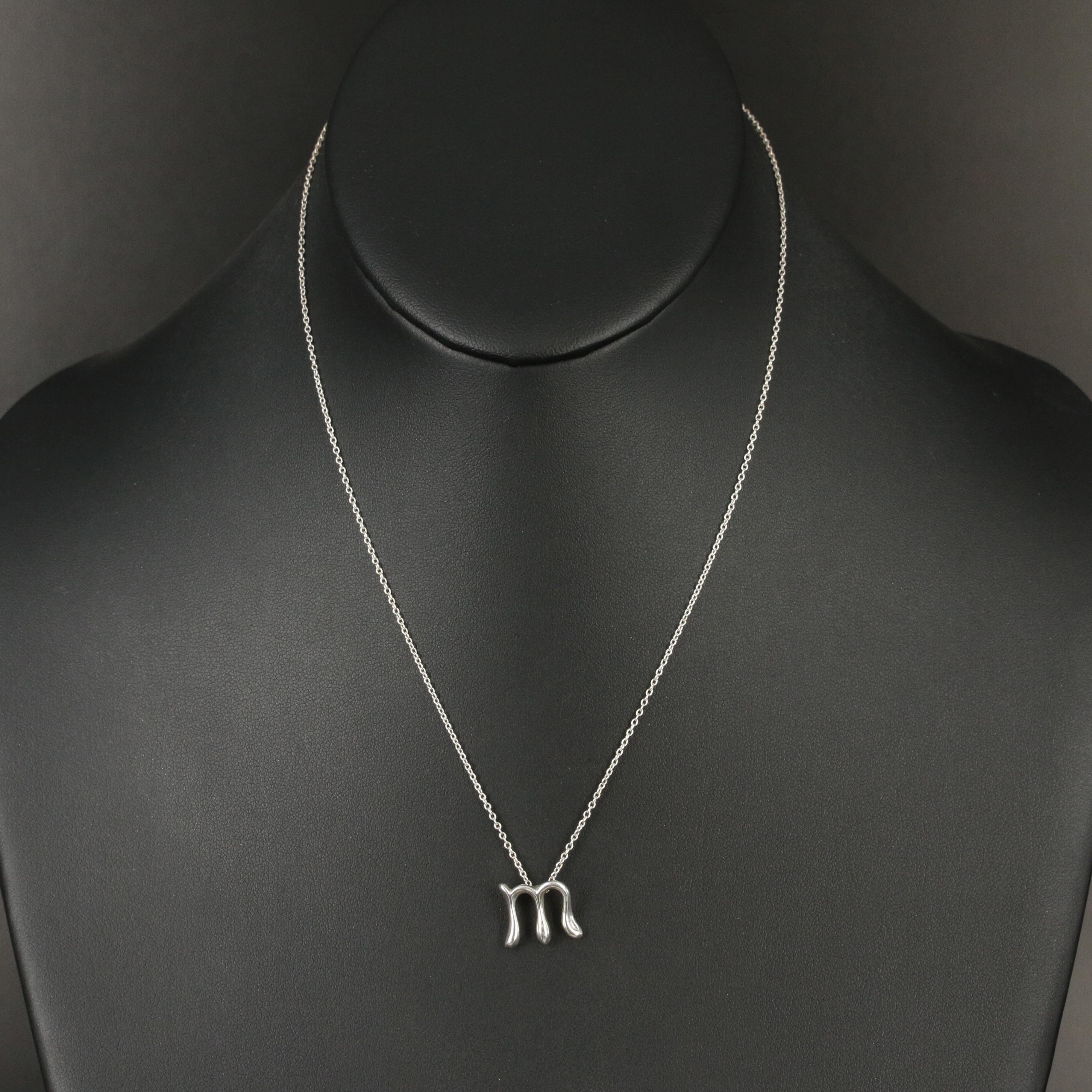 Elsa Peretti for Tiffany & Co. "Alphabet Letters" Sterling "M" Initial Necklace