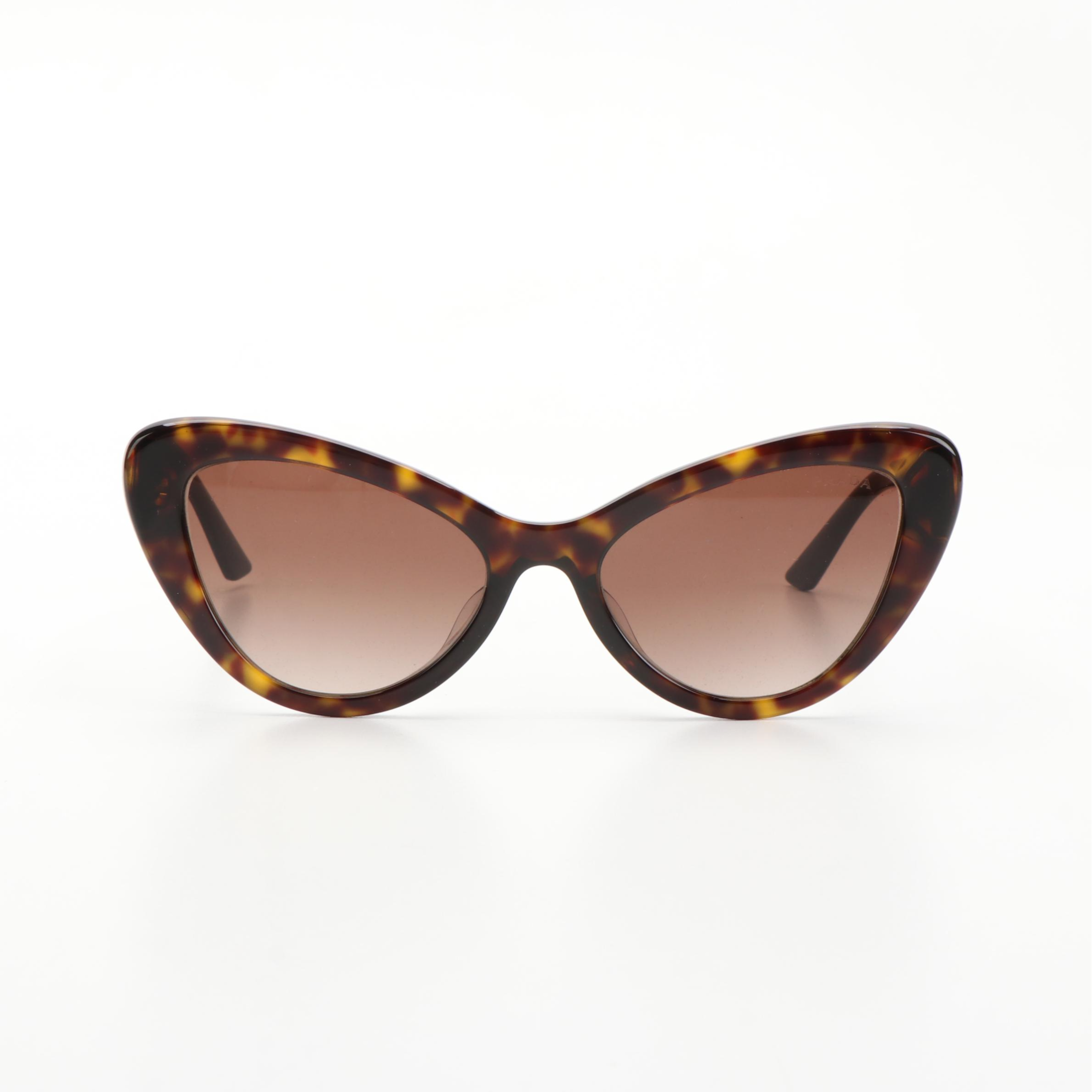 Prada PR13YSF Havana Brown Cat Eye Sunglasses with Case and Box