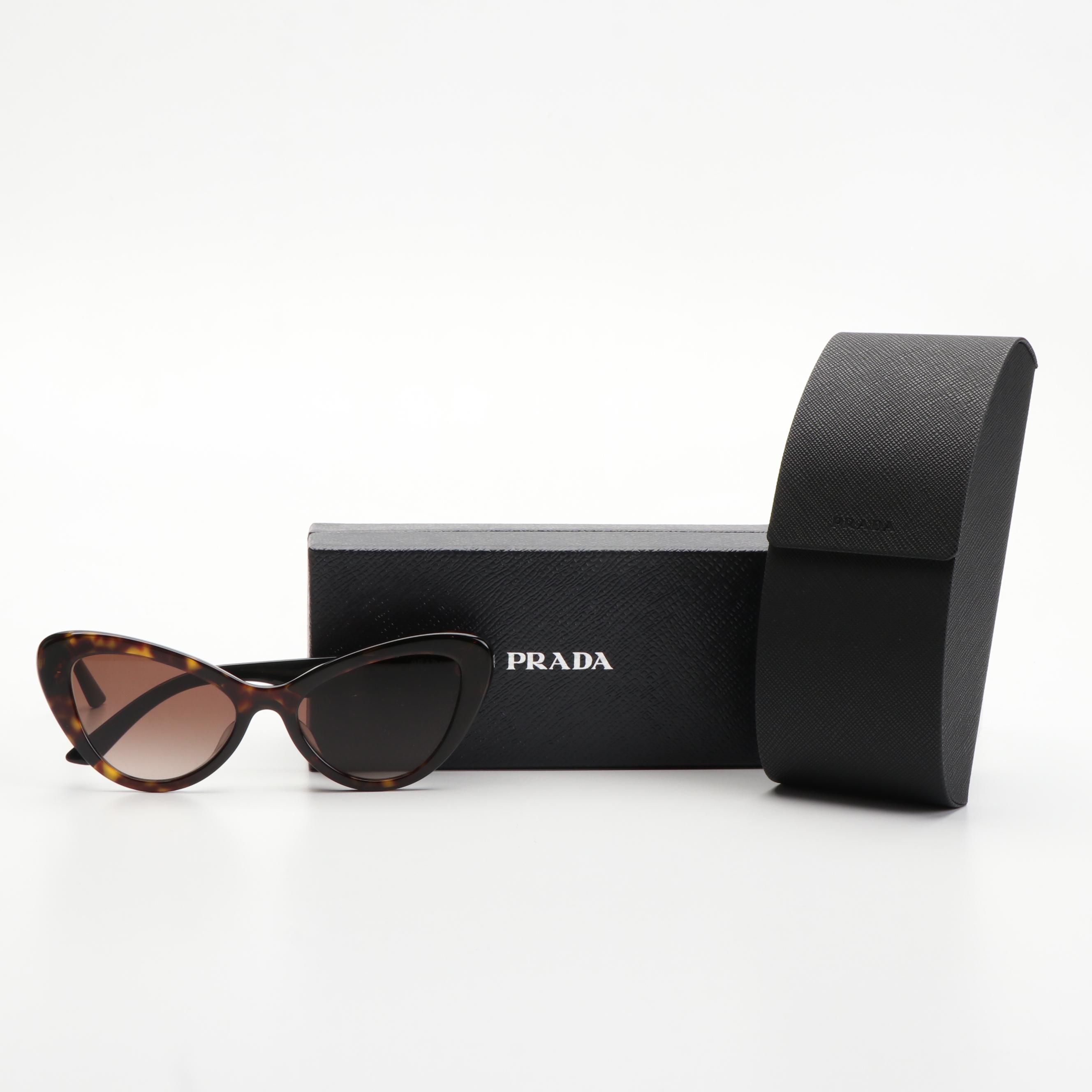 Prada PR13YSF Havana Brown Cat Eye Sunglasses with Case and Box