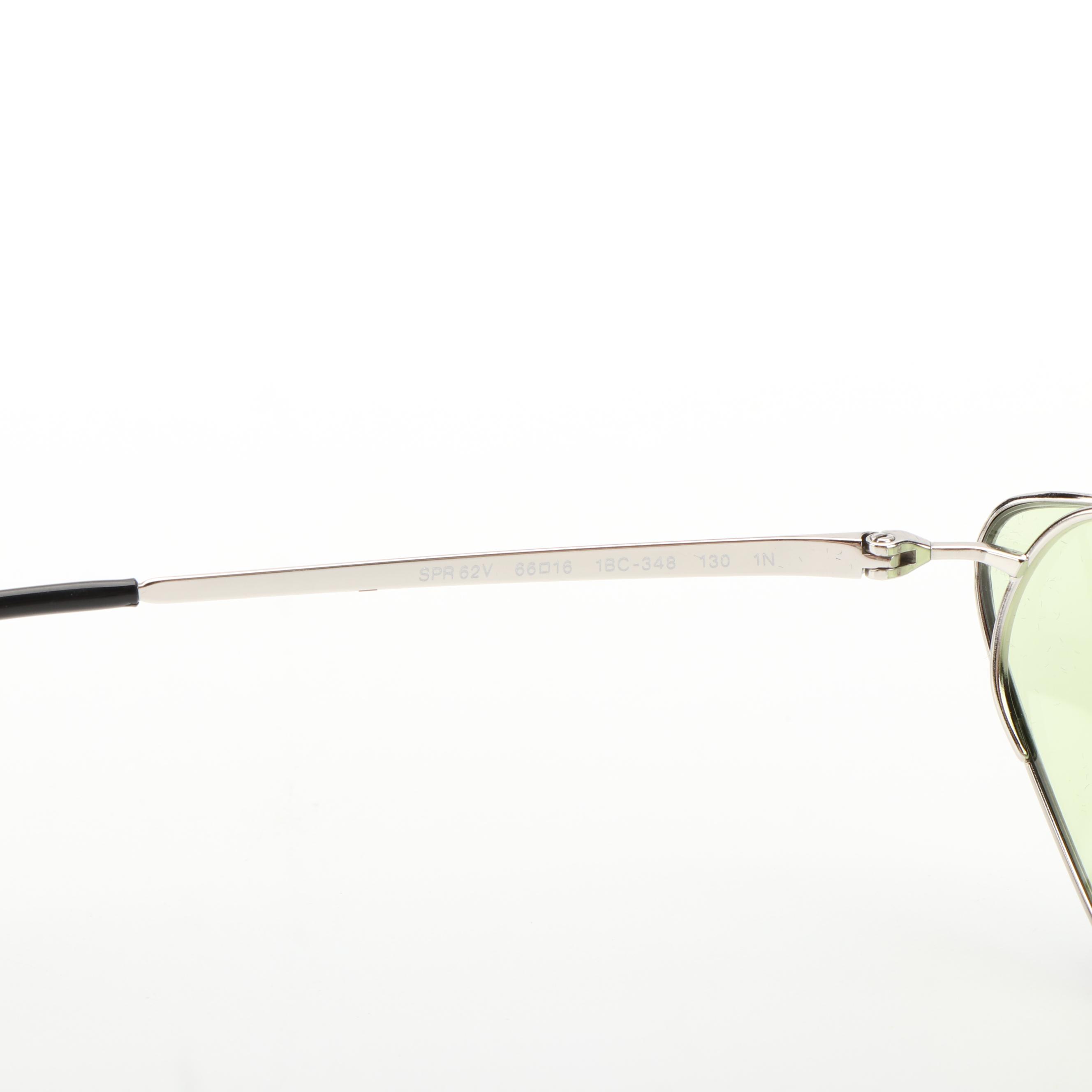 Prada PR62VS Silver and Light Green Butterfly Sunglasses with Case and Box