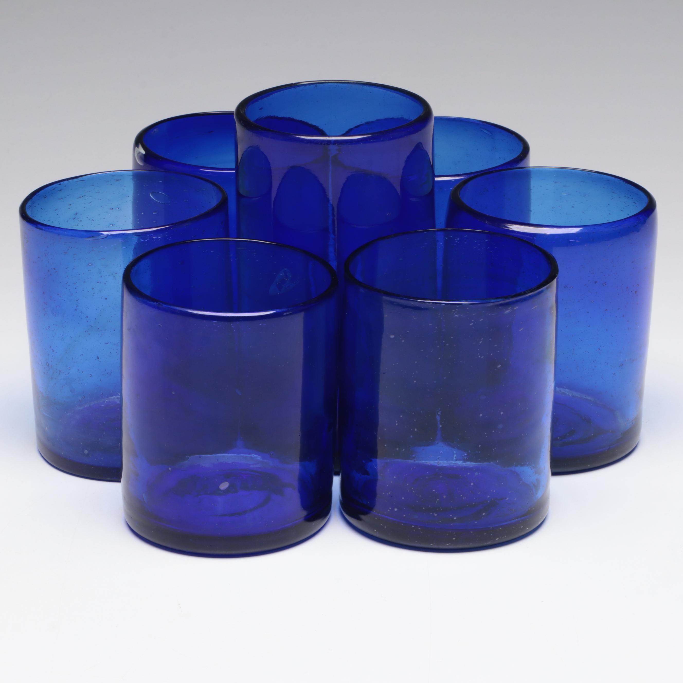 Handblown Cobalt Blue Glass Tumblers