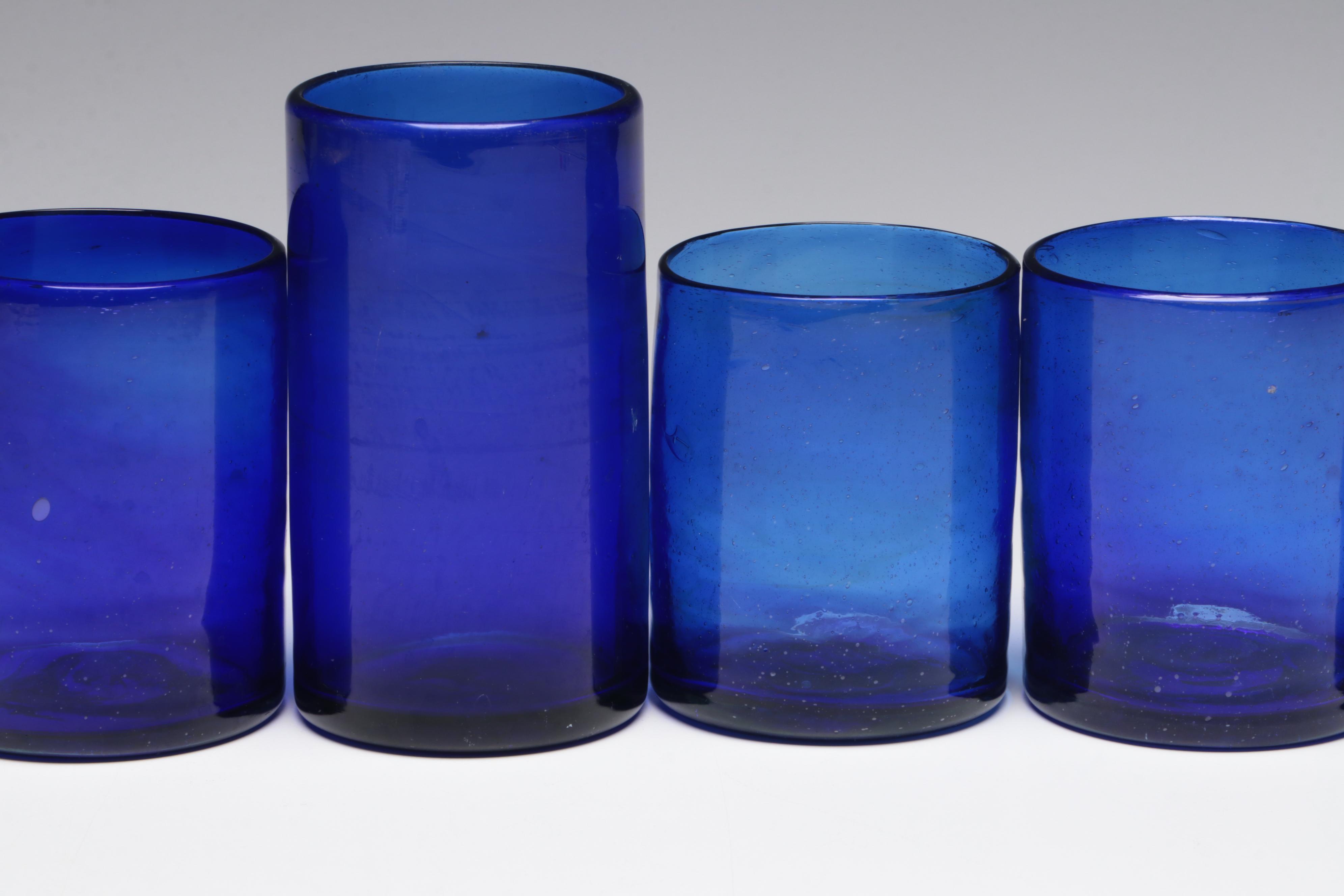 Handblown Cobalt Blue Glass Tumblers
