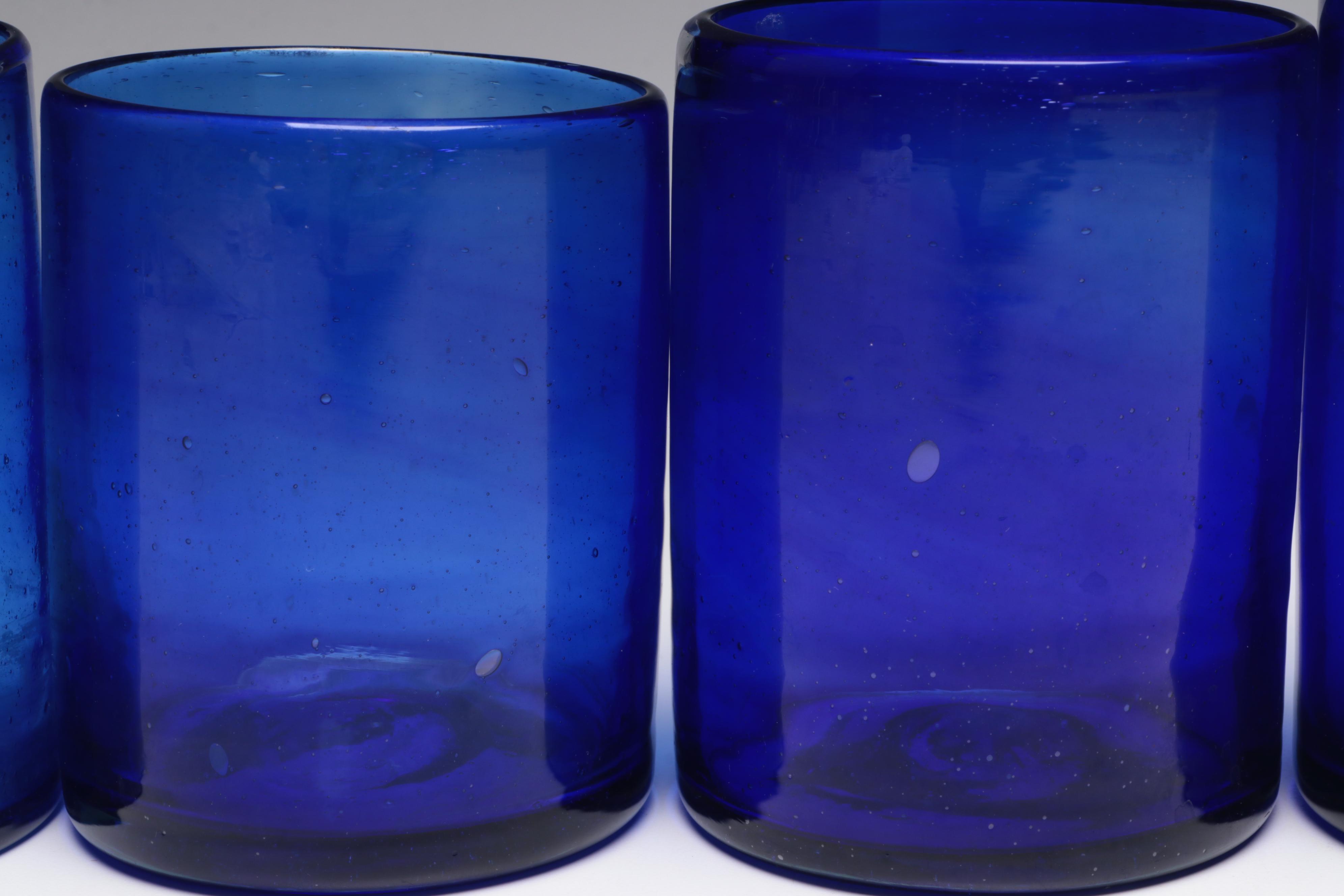 Handblown Cobalt Blue Glass Tumblers