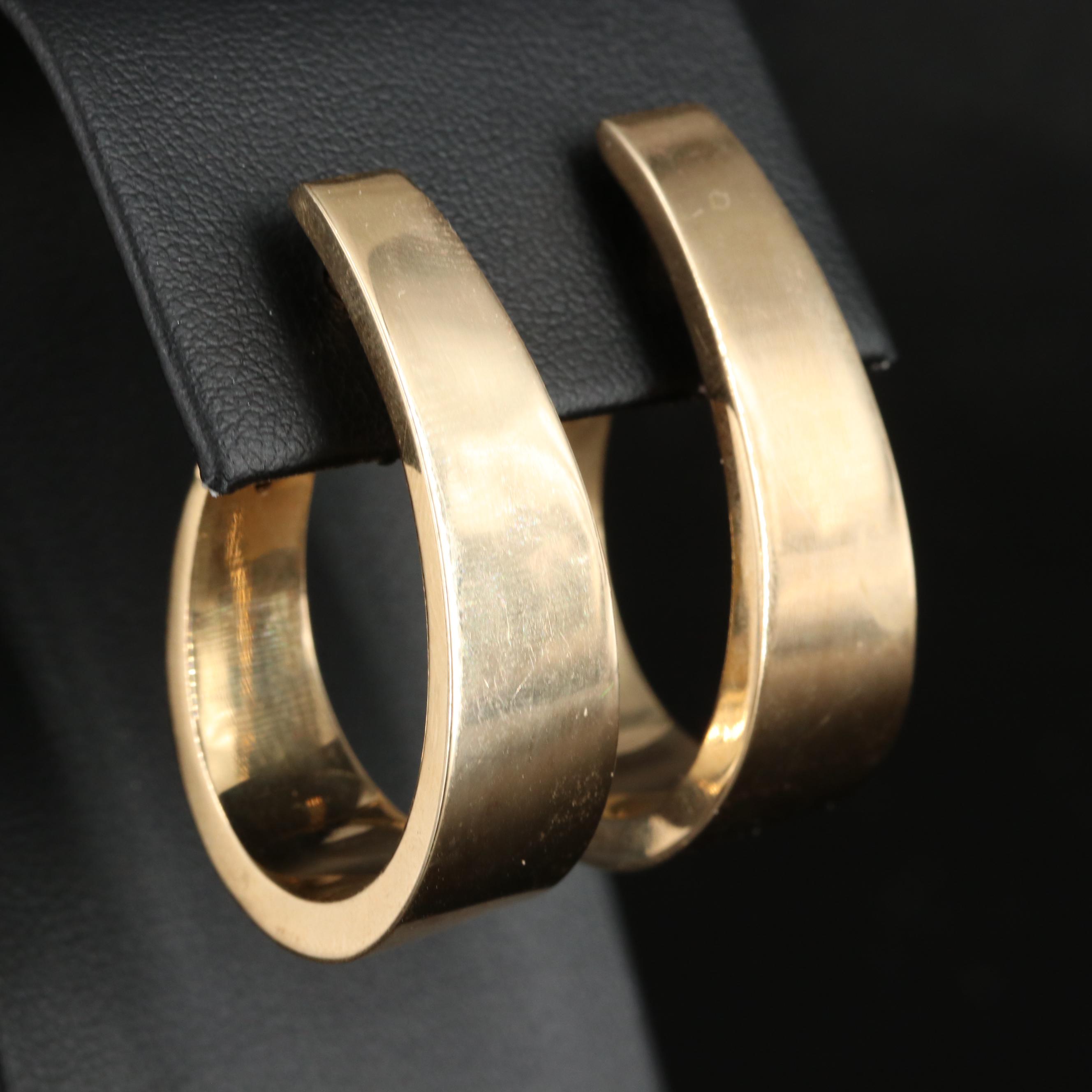 14K Tapered J Hoop Earrings