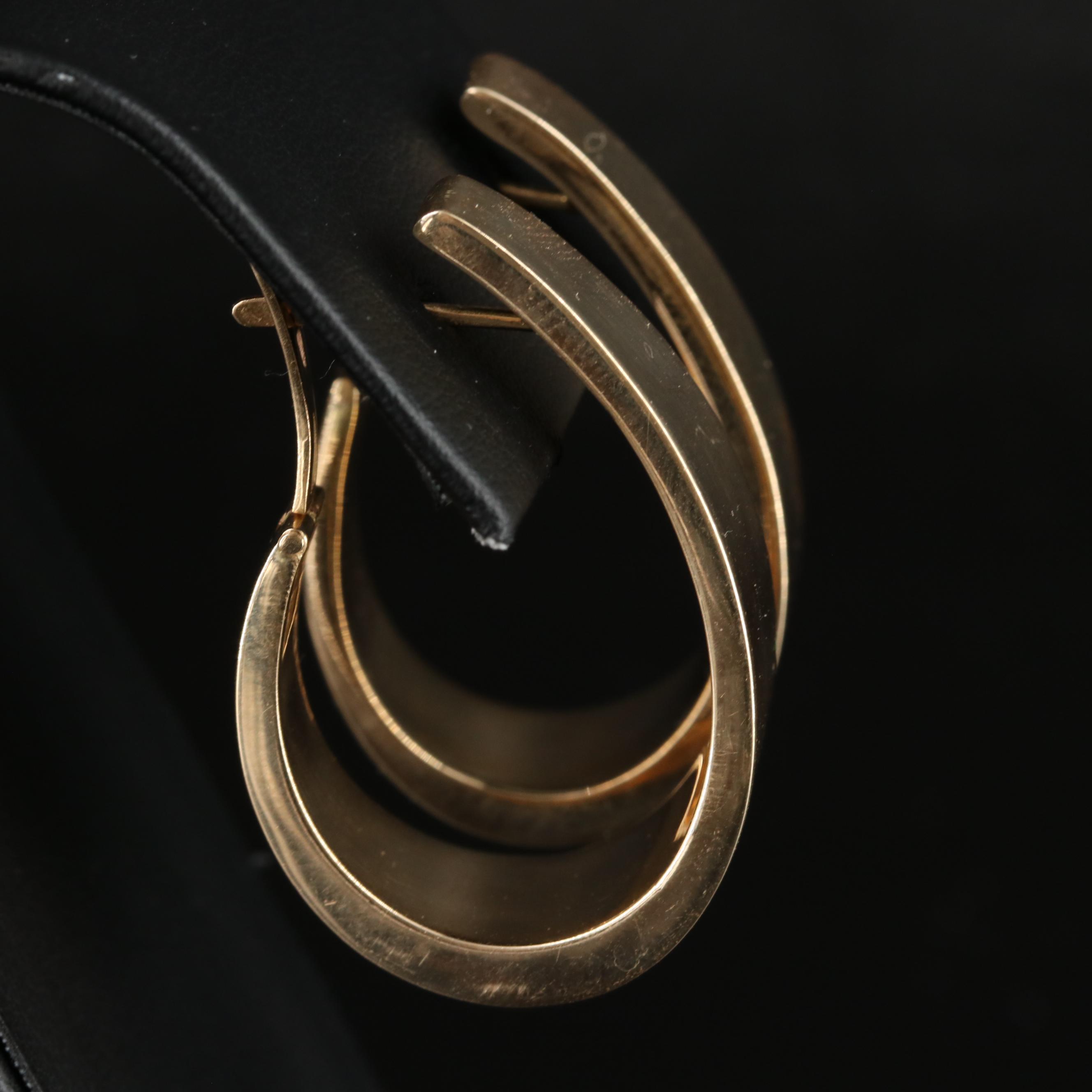 14K Tapered J Hoop Earrings