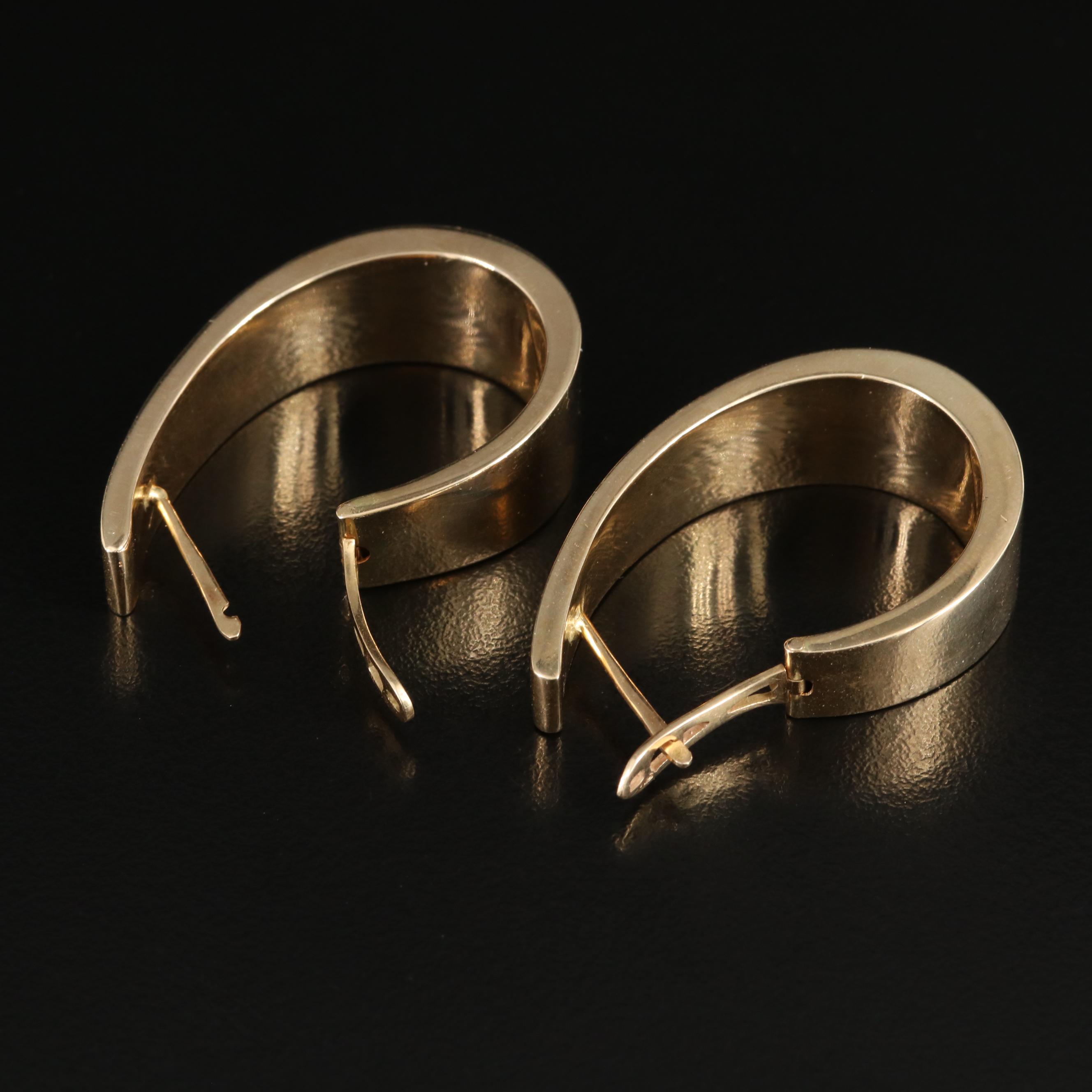 14K Tapered J Hoop Earrings