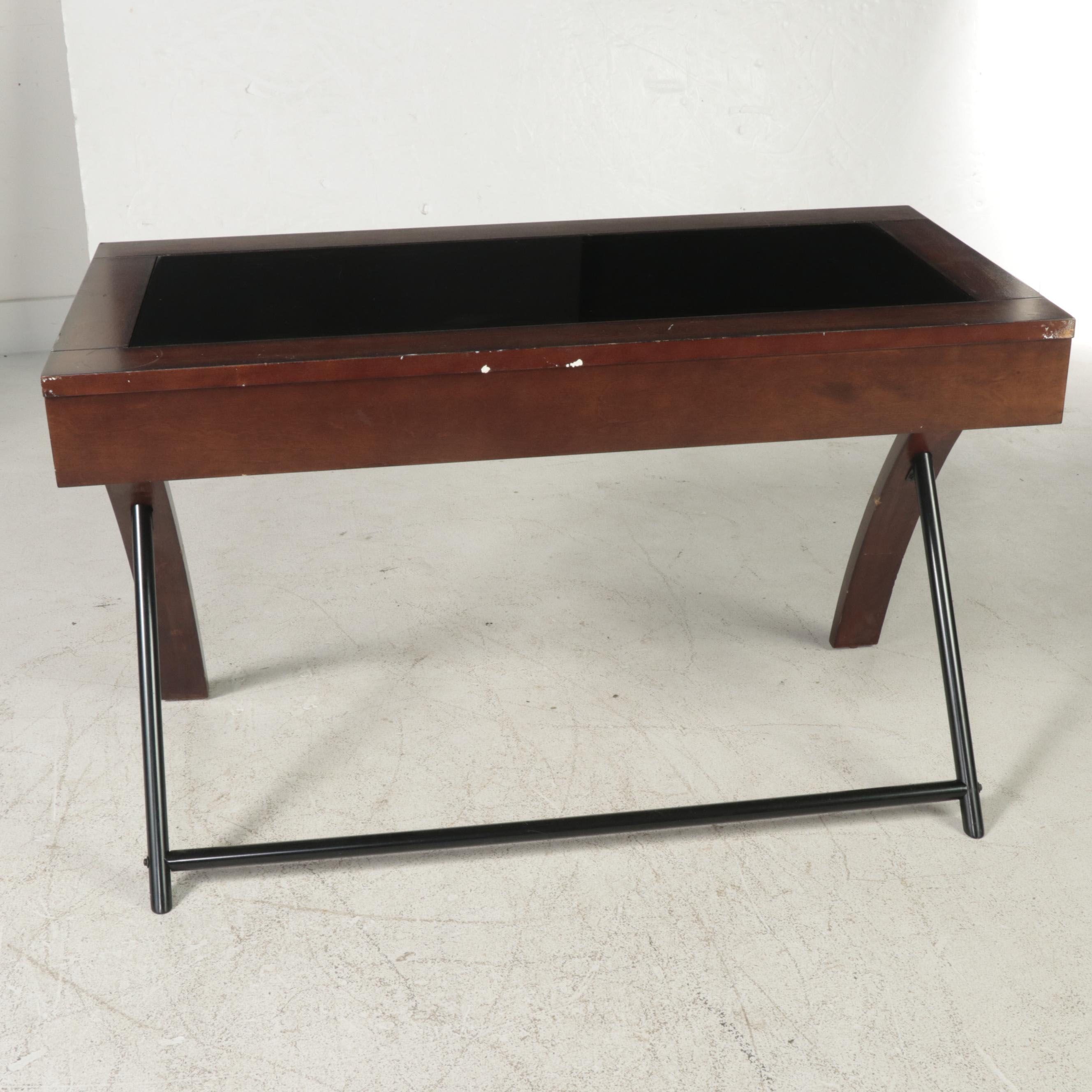 Whalen Furniture Mfg. Inc. Glass Top Computer Desk with Five-Tier Shelving Unit