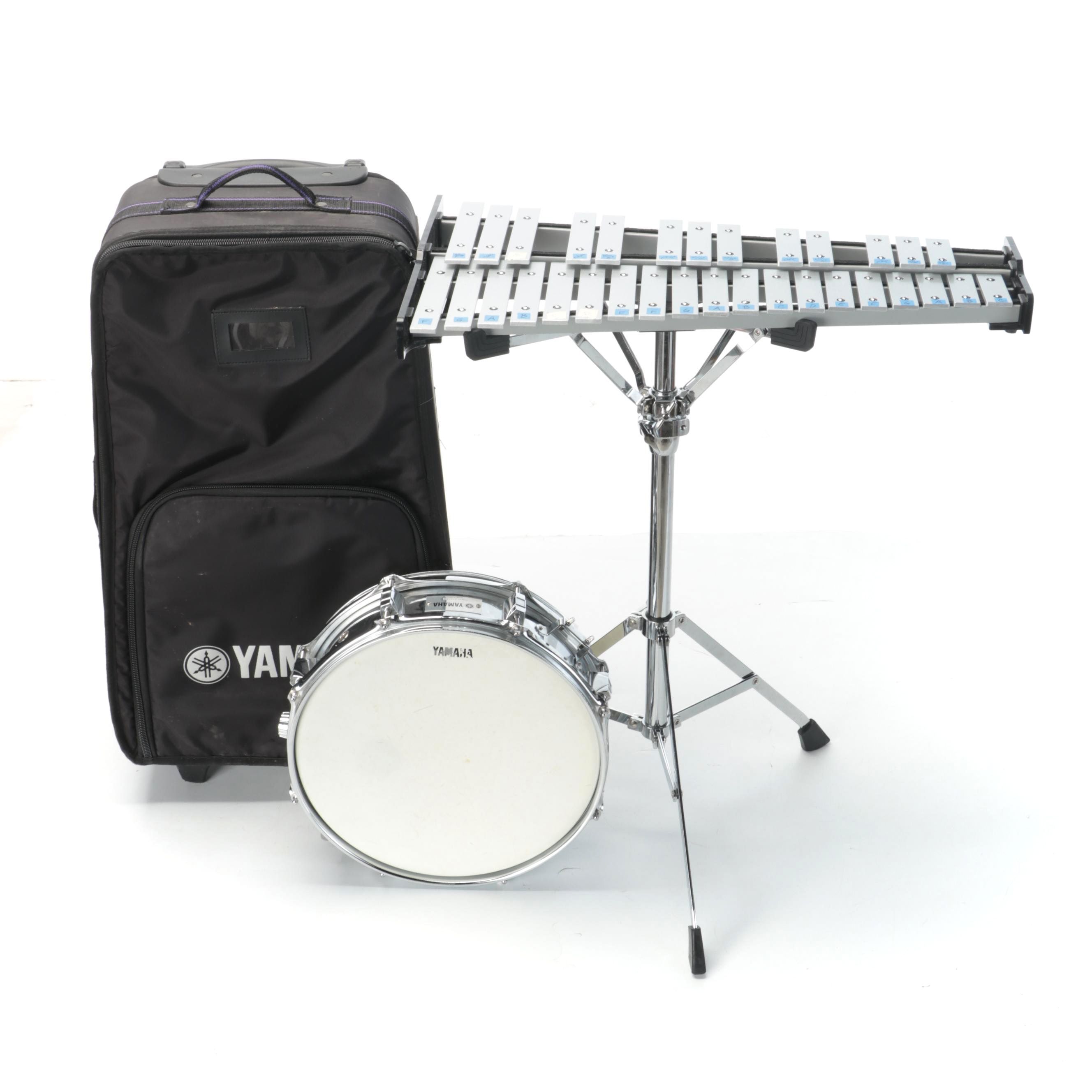 Yamaha Xylophone and Snare Drum with Branded Case