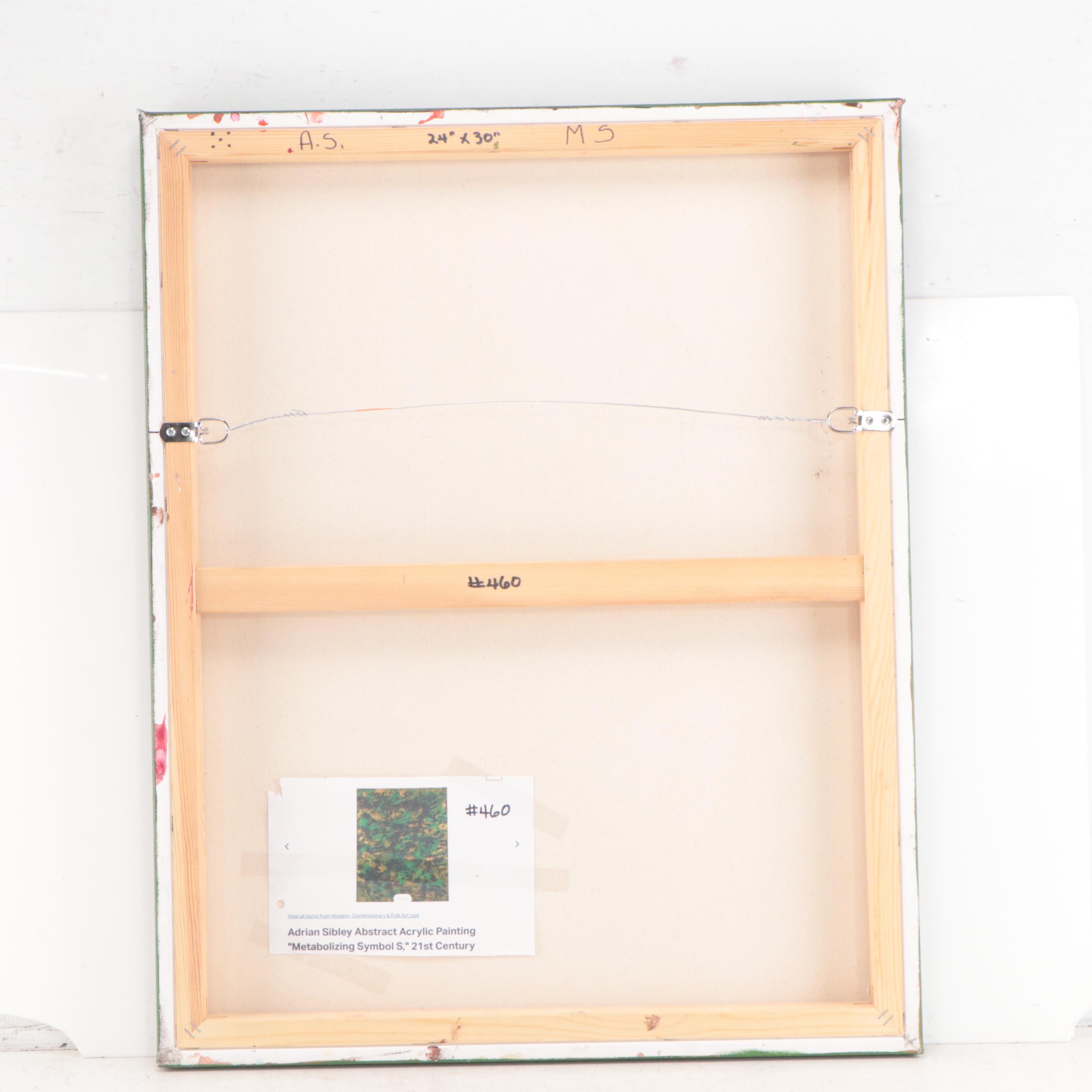 Adrian Sibley Abstract Acrylic Painting "Metabolizing Symbol S," 21st Century