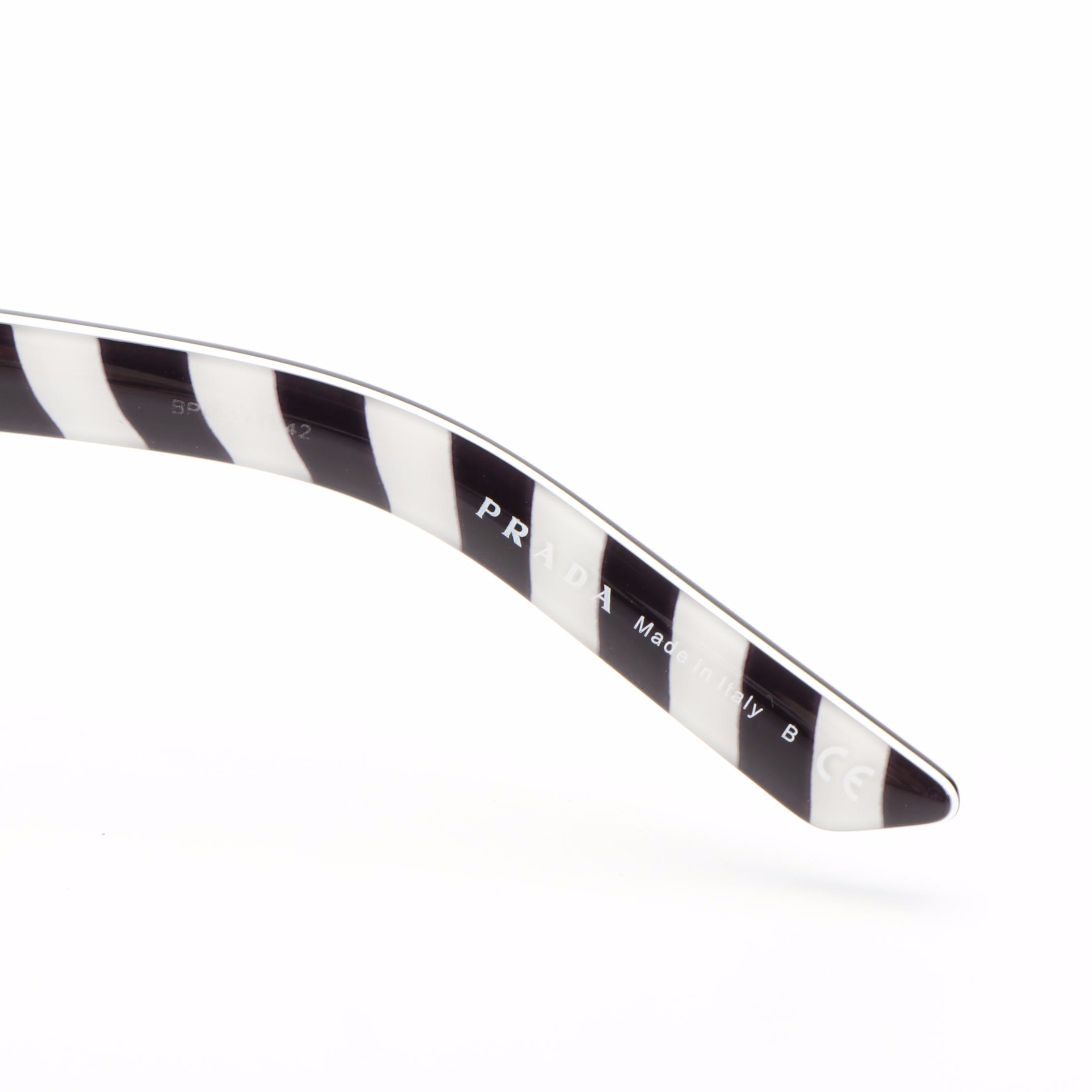 Prada PR04VS Geometric Camouflage Black Sunglasses With Case and Box