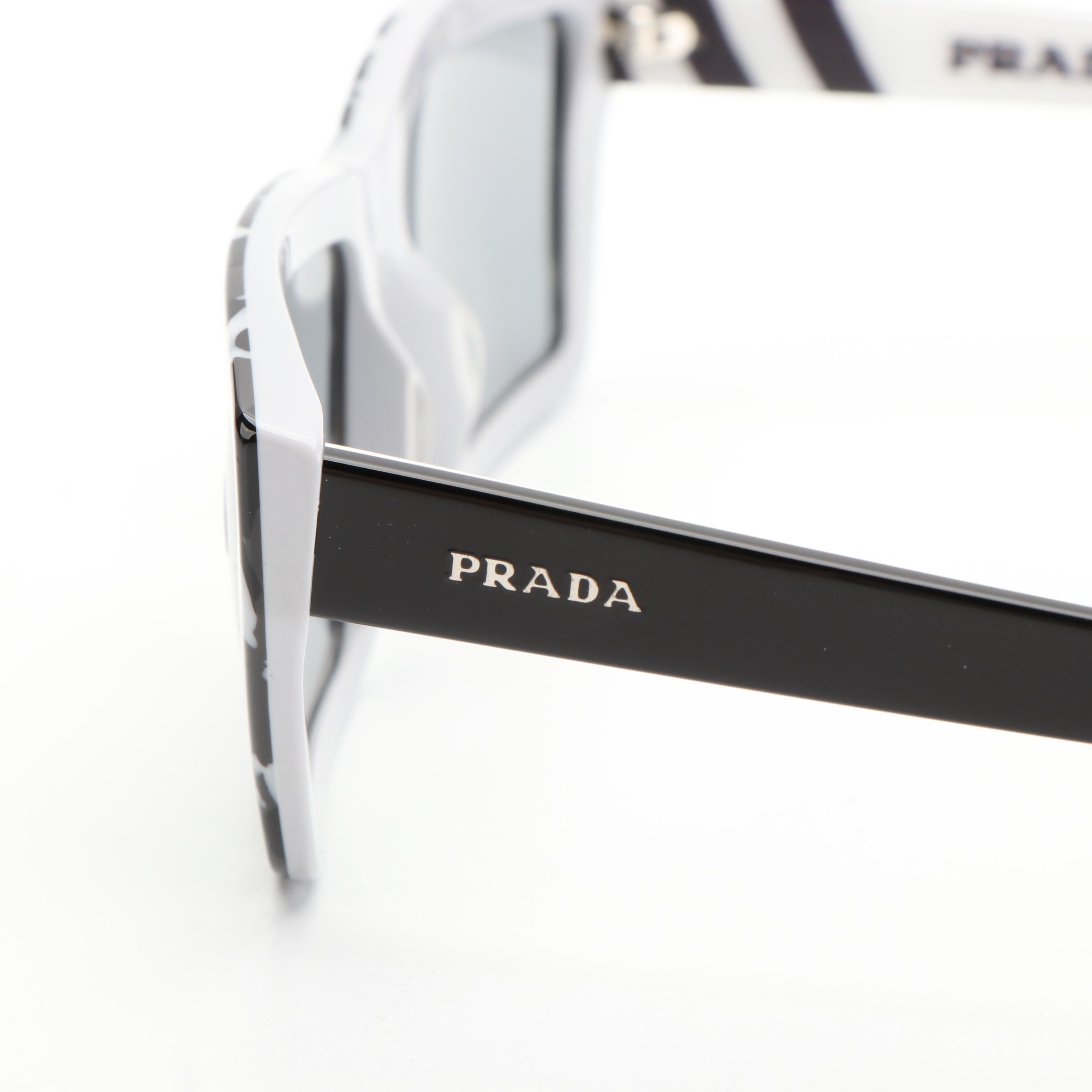 Prada PR04VS Geometric Camouflage Black Sunglasses With Case and Box