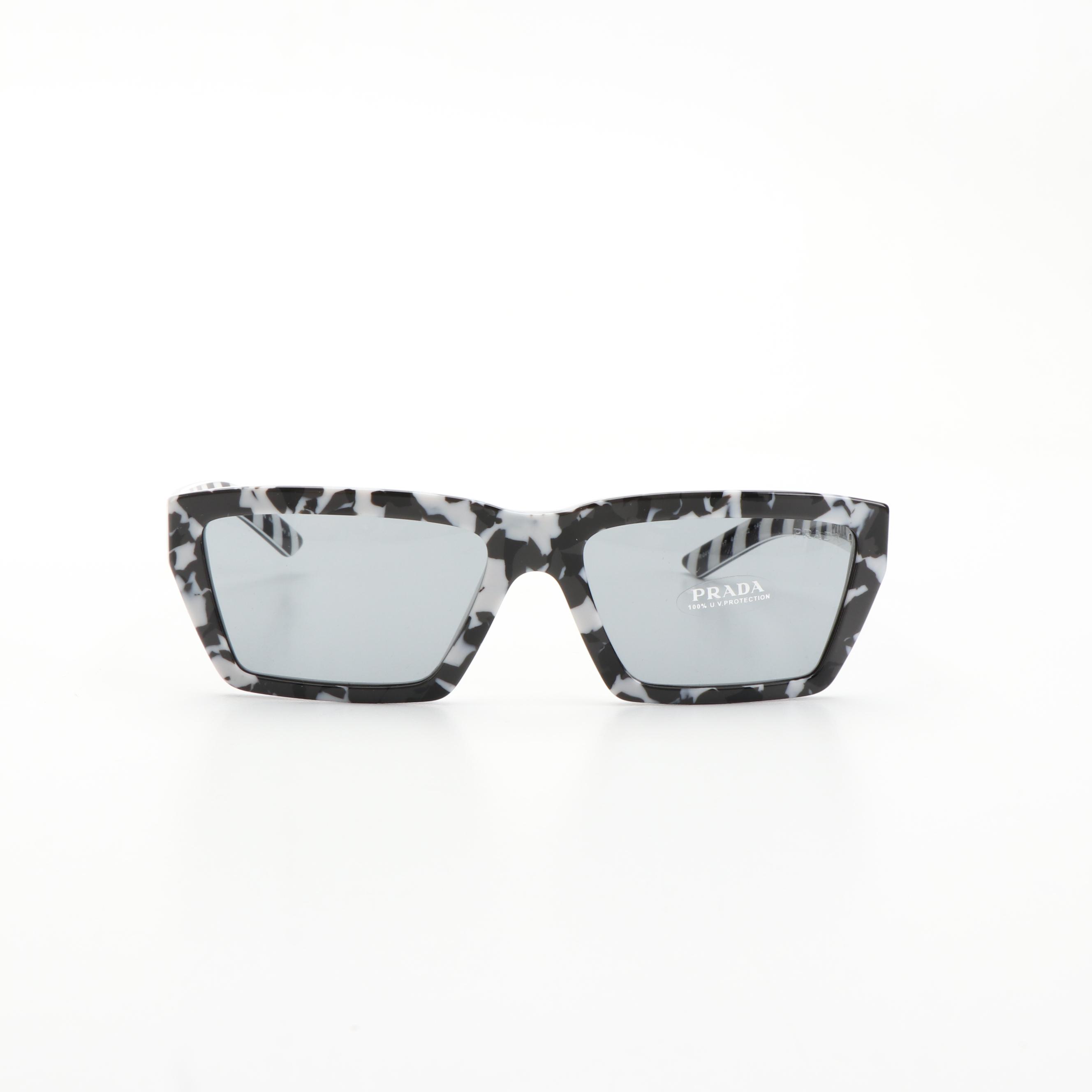 Prada PR04VS Geometric Camouflage Black Sunglasses With Case and Box