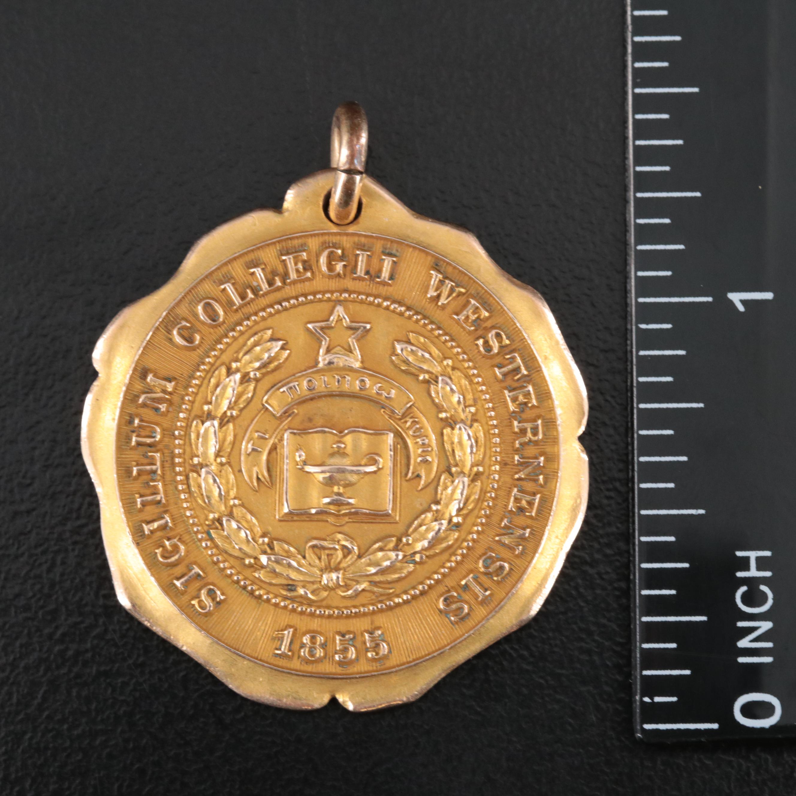 14K Pins with 10K Western College for Women Medallion