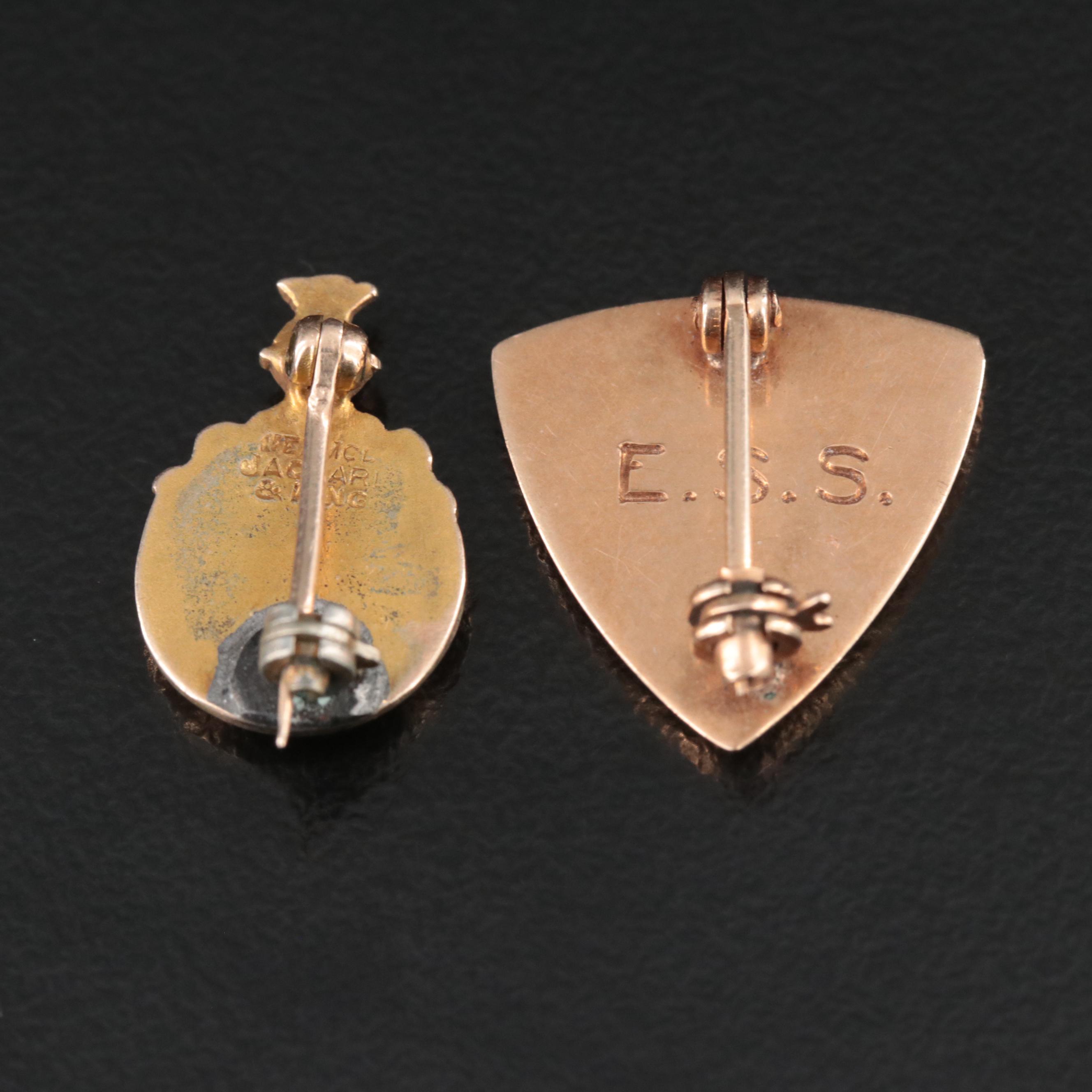 14K Pins with 10K Western College for Women Medallion