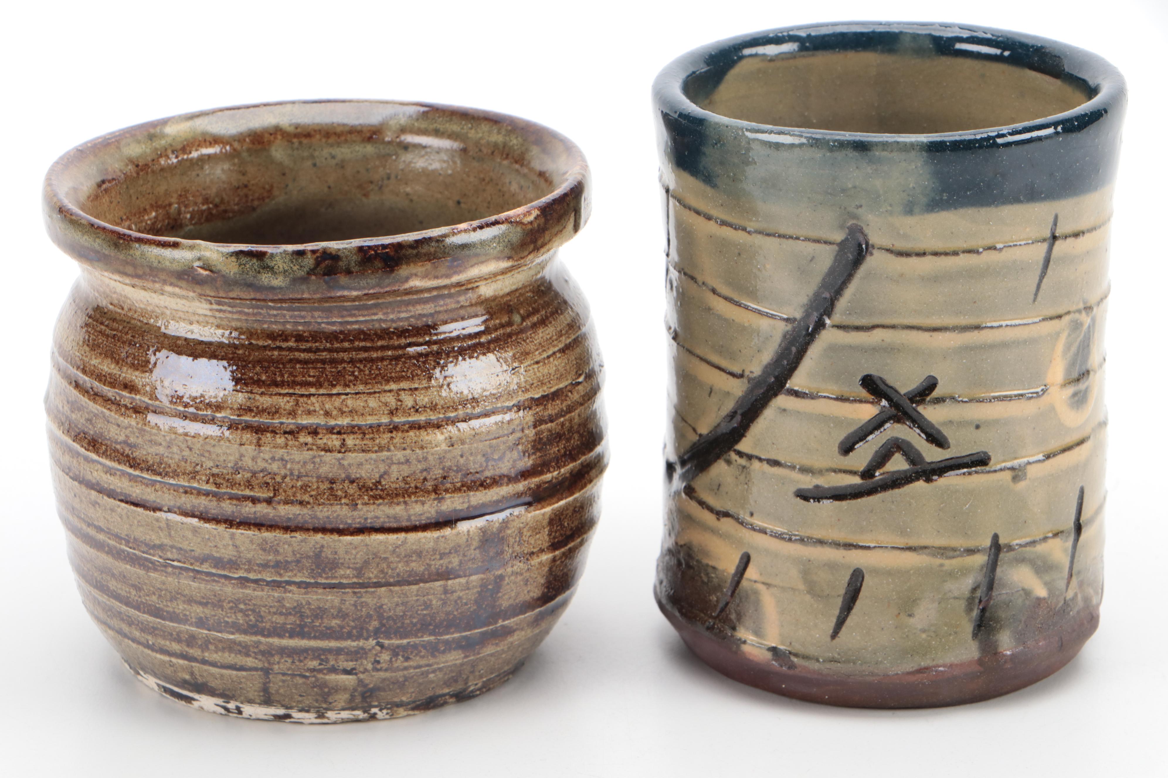 Wheel Thrown Stoneware Vessels and Ceramic Vase