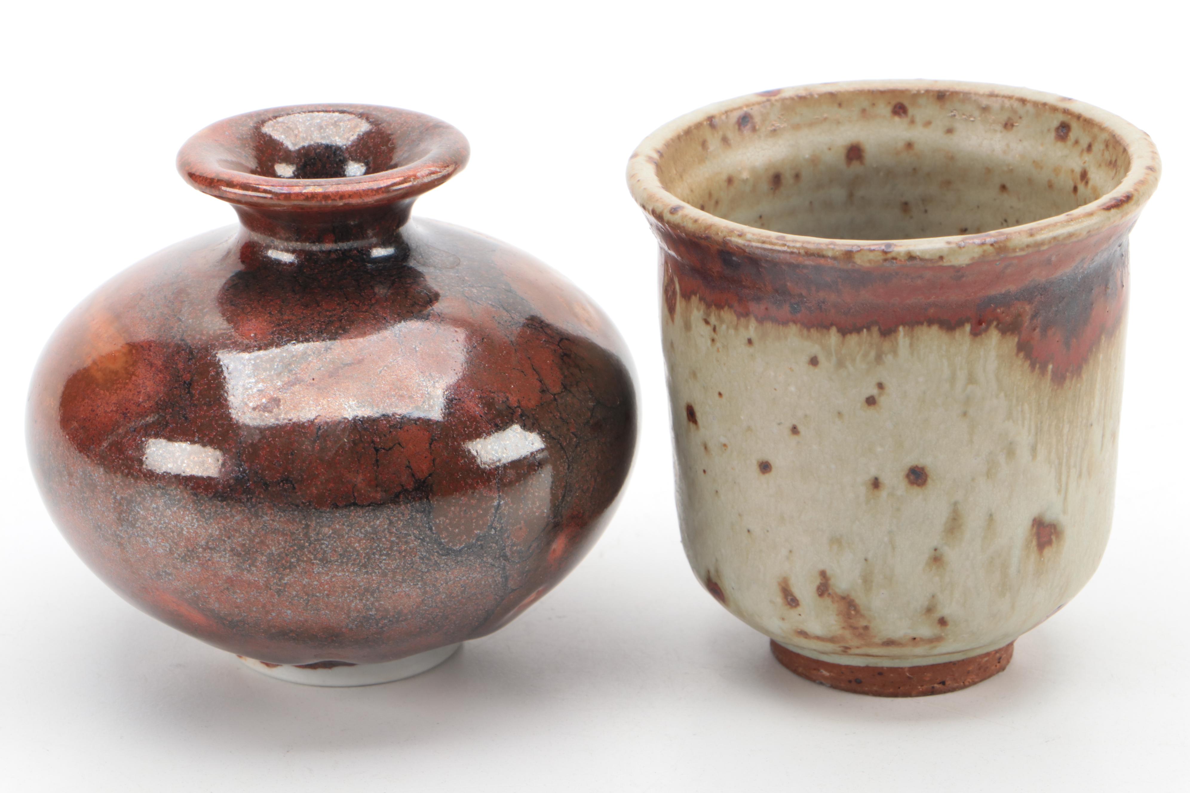 Wheel Thrown Stoneware Vessels and Ceramic Vase
