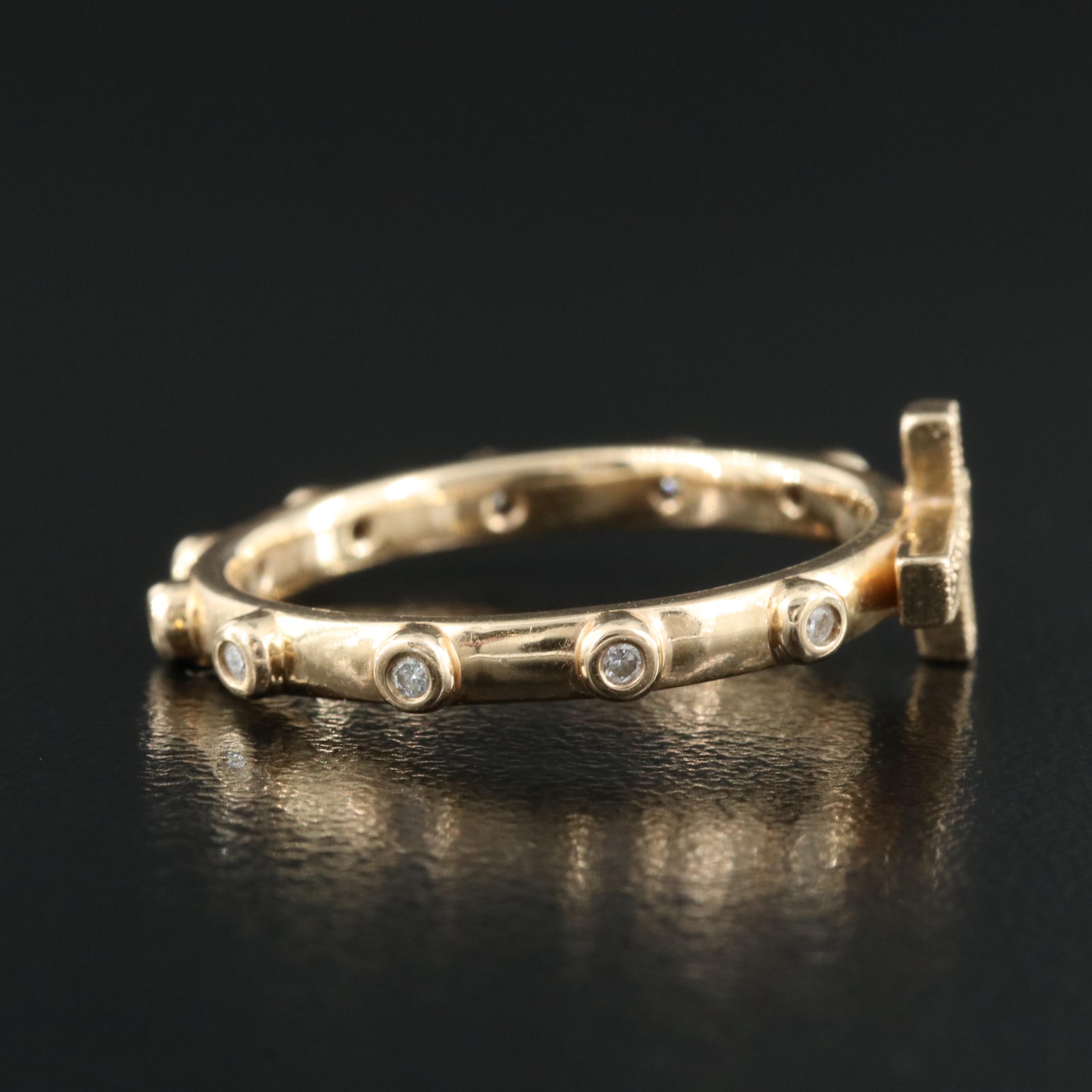 14K Diamond Cross Ring