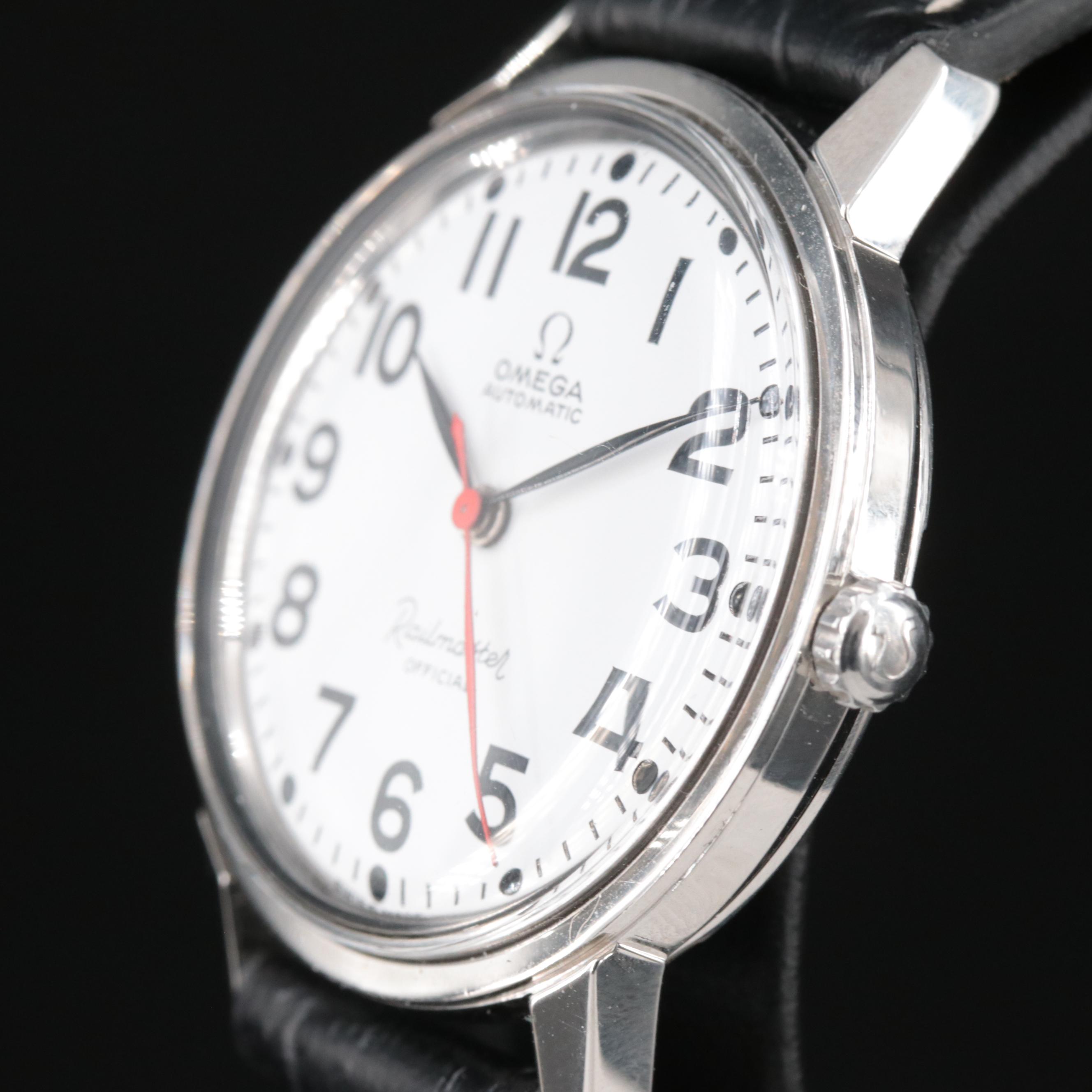 Omega Railmaster Vintage Rare White 34MM Steel Automatic Watch