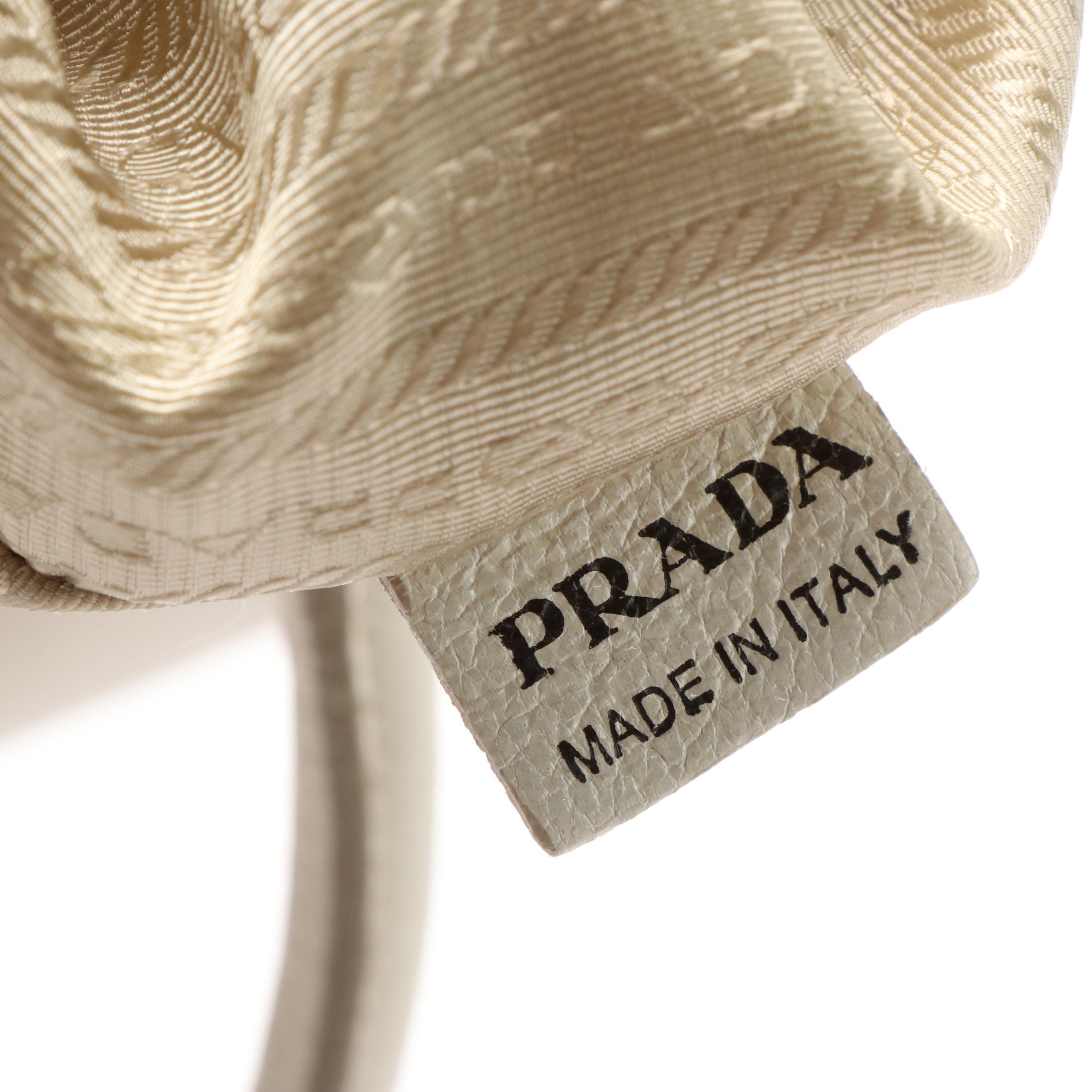 Prada Tote Bag in White Striped Nappa Leather