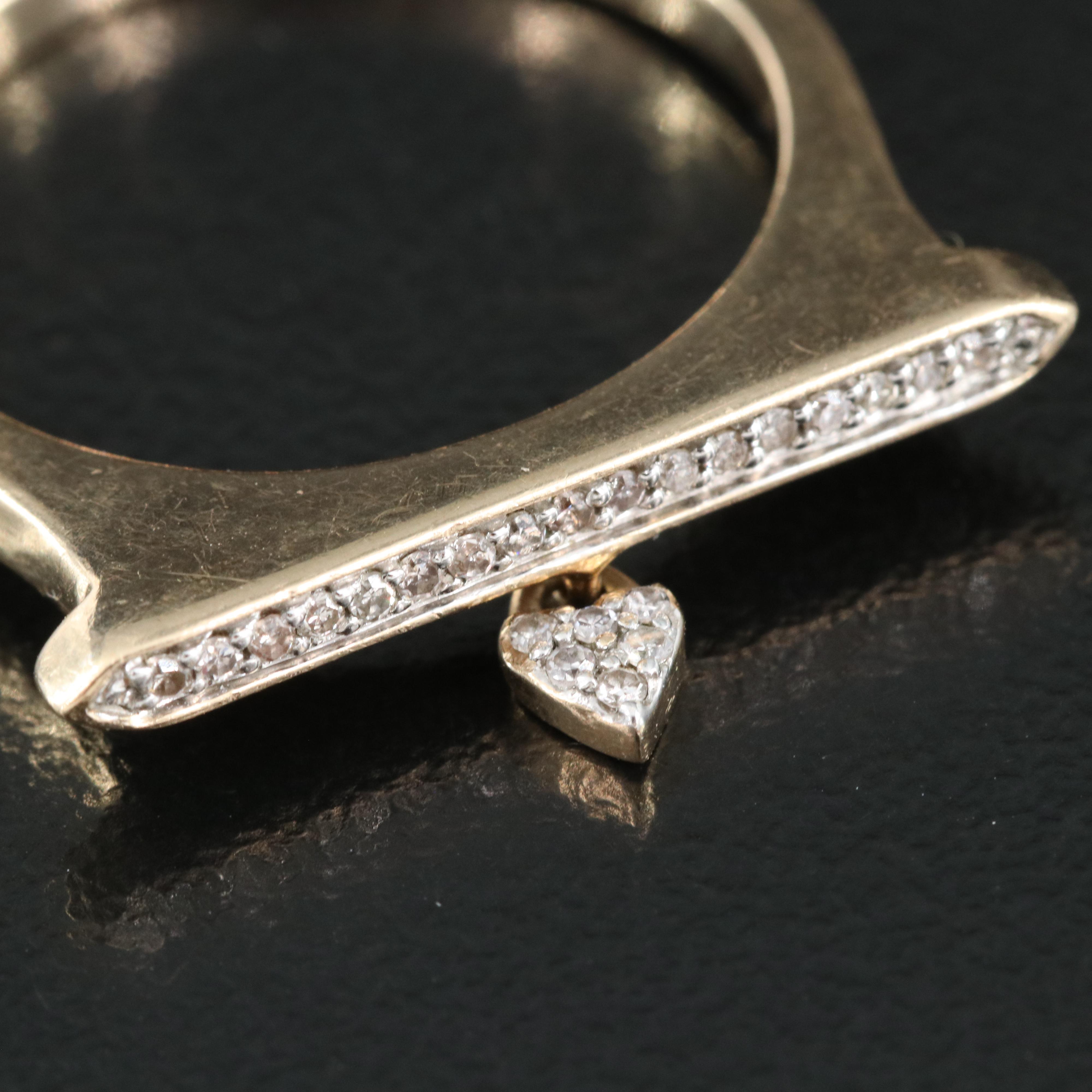 10K Diamond Heart Charm Ring