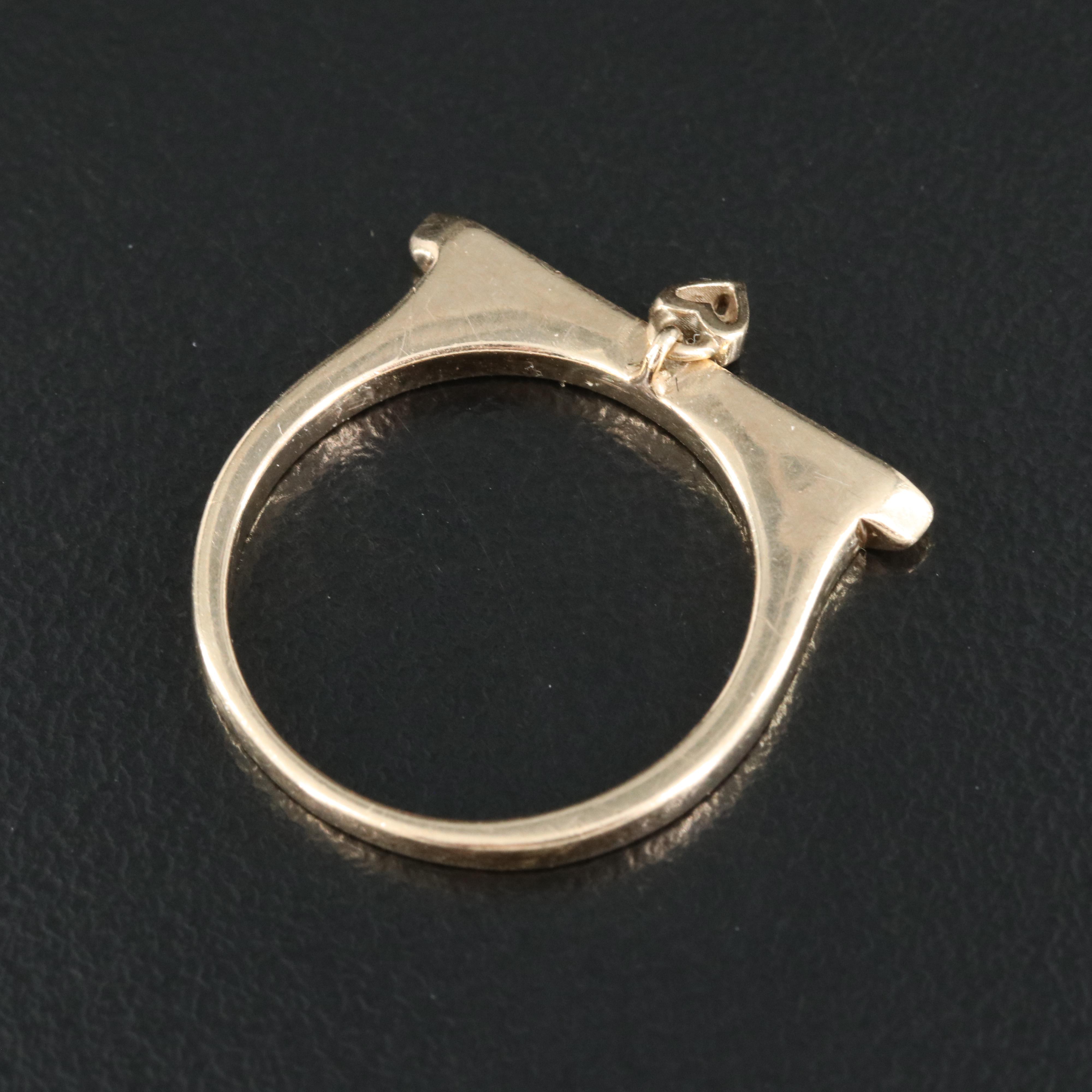 10K Diamond Heart Charm Ring