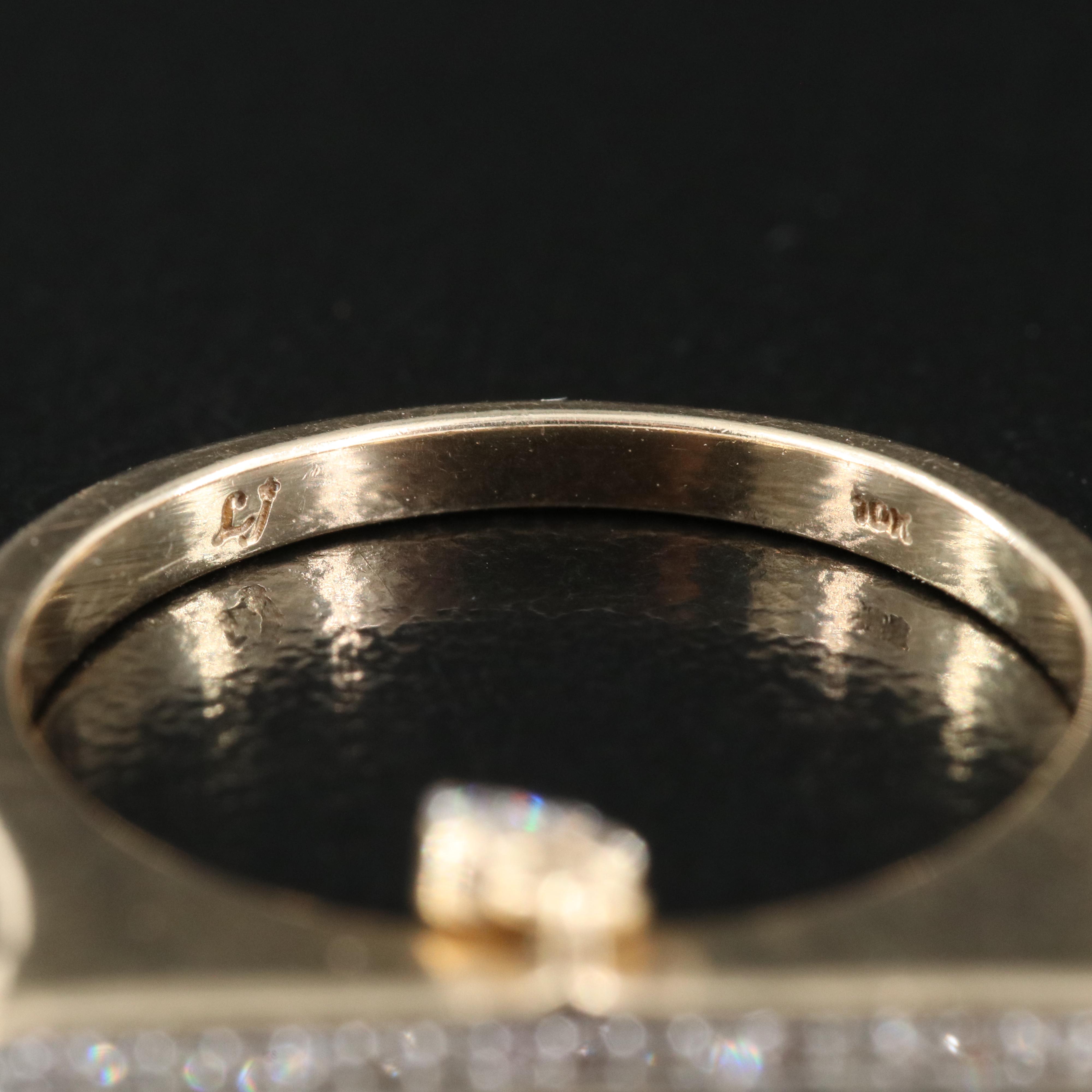 10K Diamond Heart Charm Ring