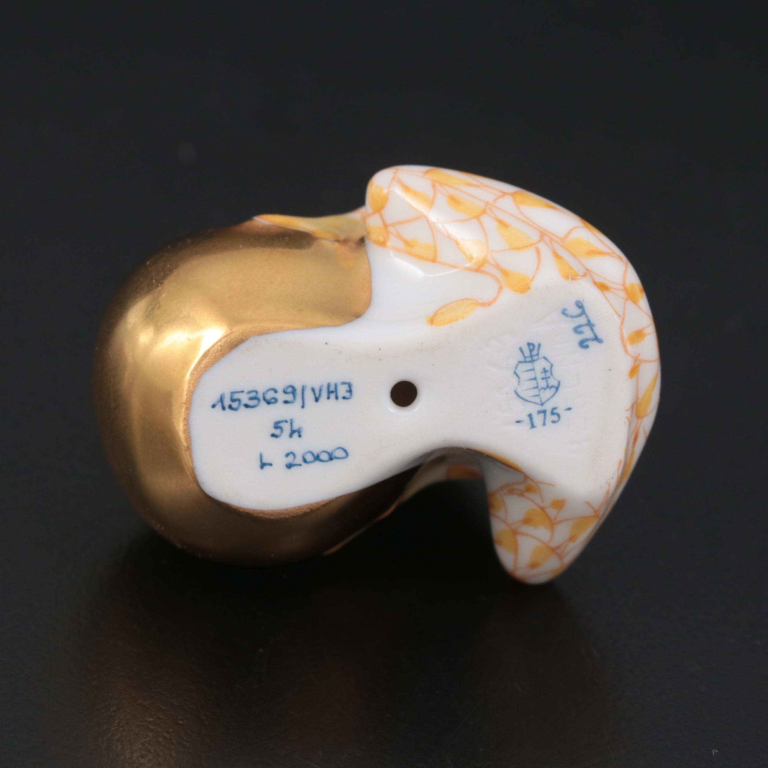 Herend Hand-Painted Porcelain Bell, Frog and Triangular Box