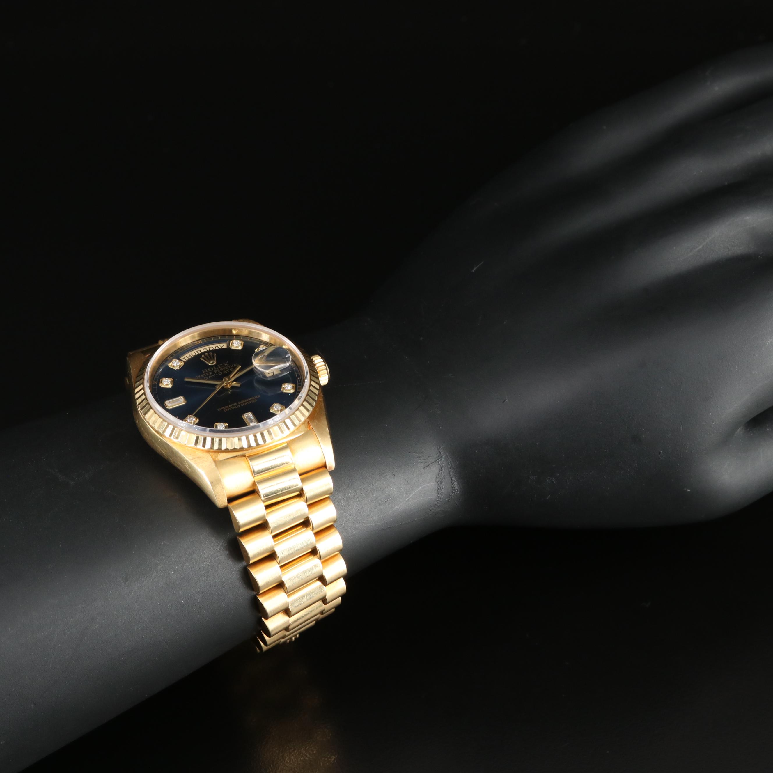 18K Rolex Day-Date Factory Diamond Dial President Watch