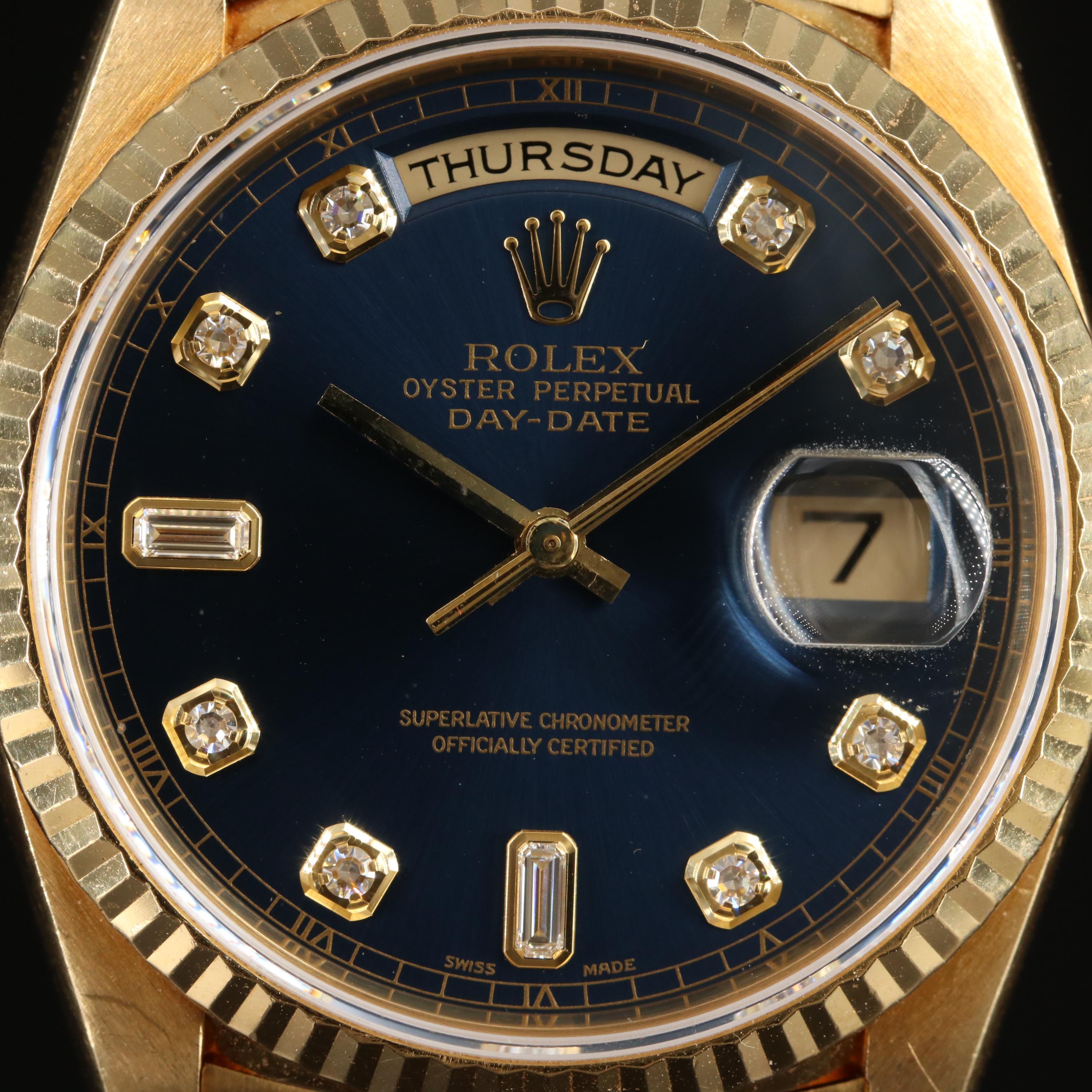 18K Rolex Day-Date Factory Diamond Dial President Watch