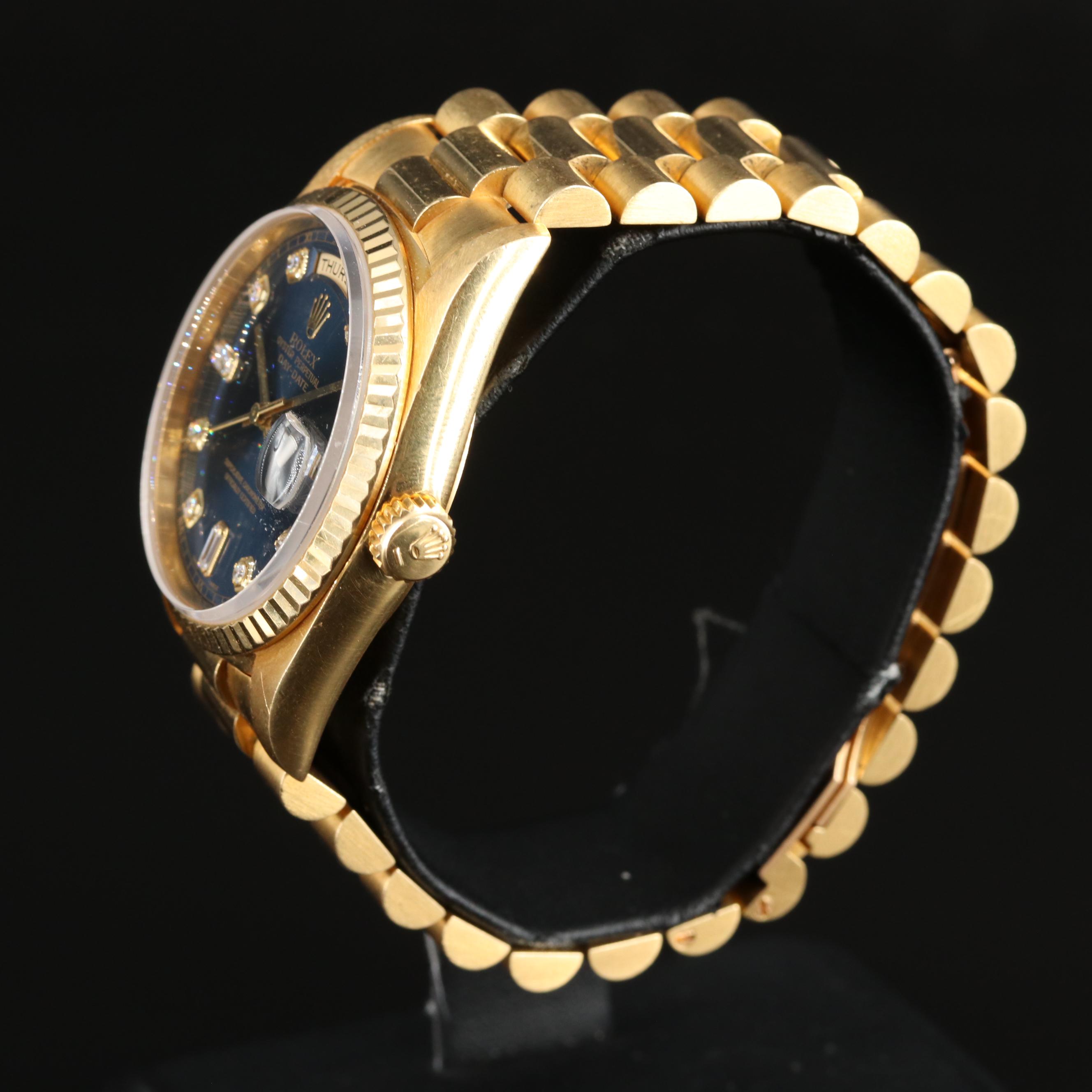 18K Rolex Day-Date Factory Diamond Dial President Watch