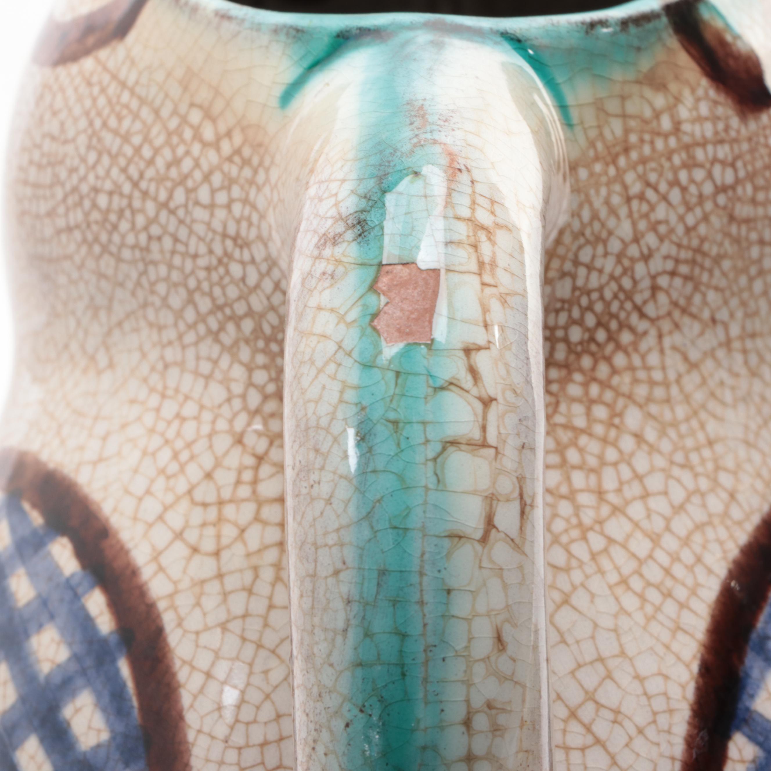 Handcrafted Art Pottery Bowls with Greek Molded Ceramic Owl Pitcher