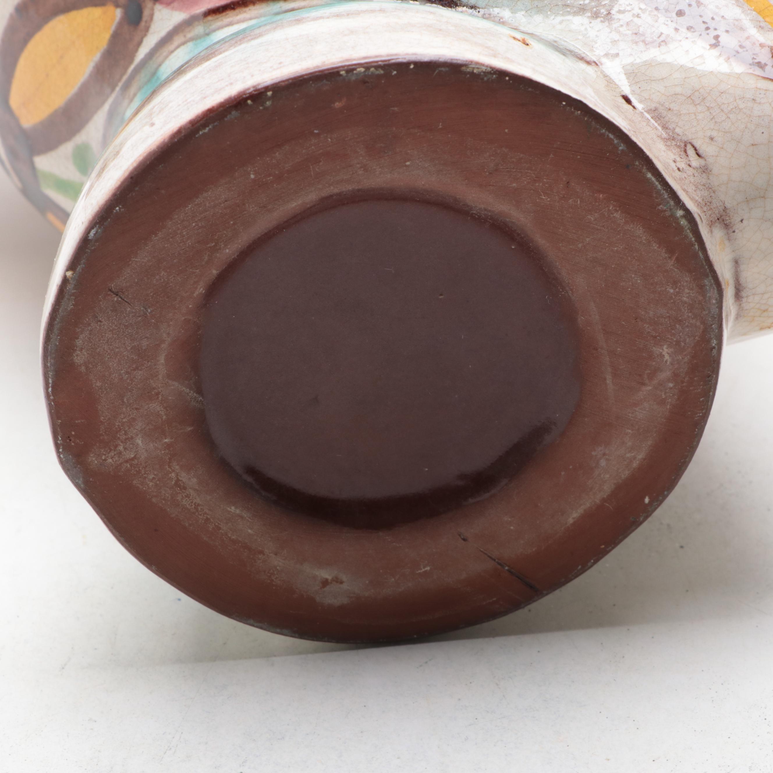 Handcrafted Art Pottery Bowls with Greek Molded Ceramic Owl Pitcher