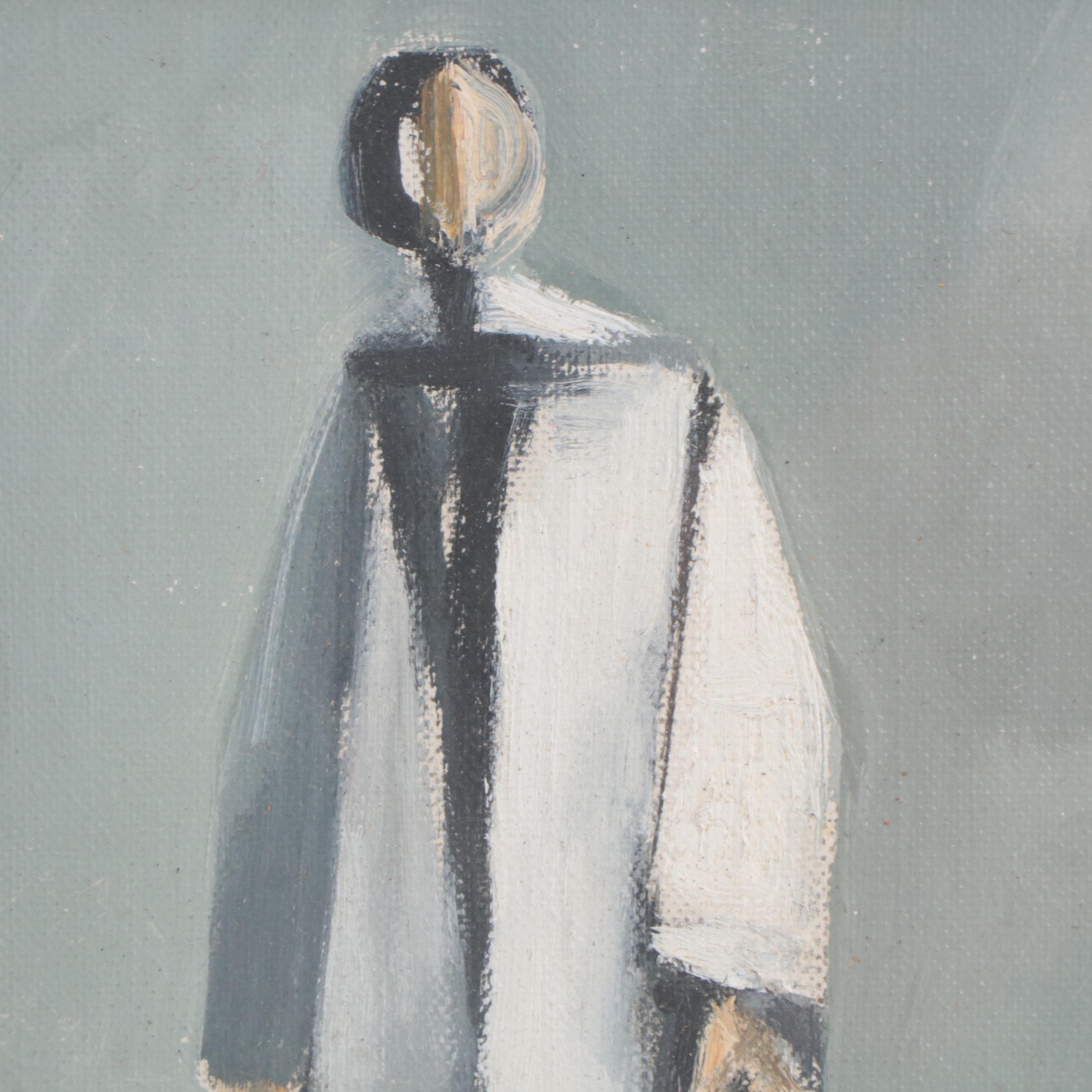 Duilio Barnabè Abstracted Oil Painting of Anonymous Figure in Suit