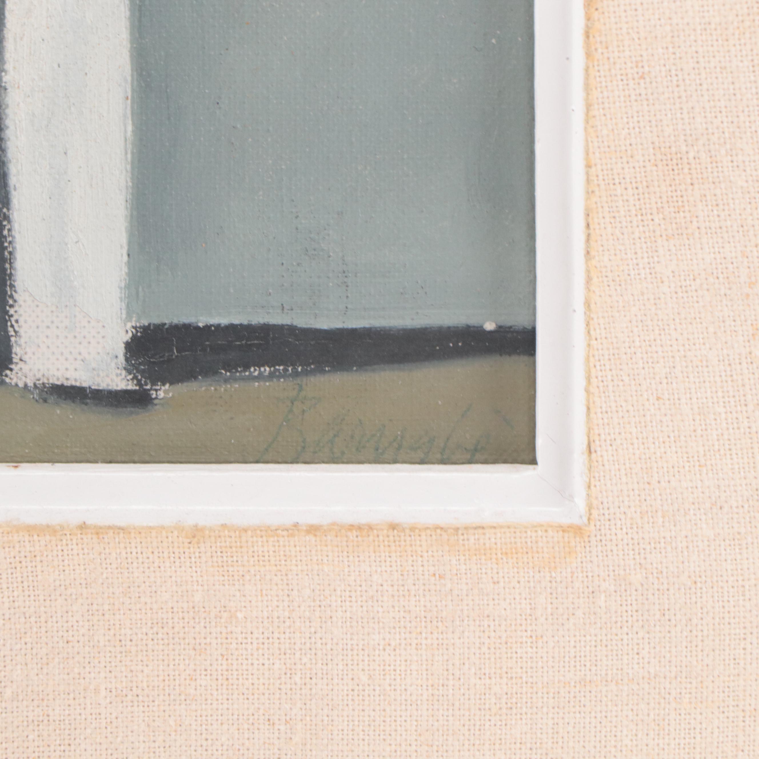 Duilio Barnabè Abstracted Oil Painting of Anonymous Figure in Suit