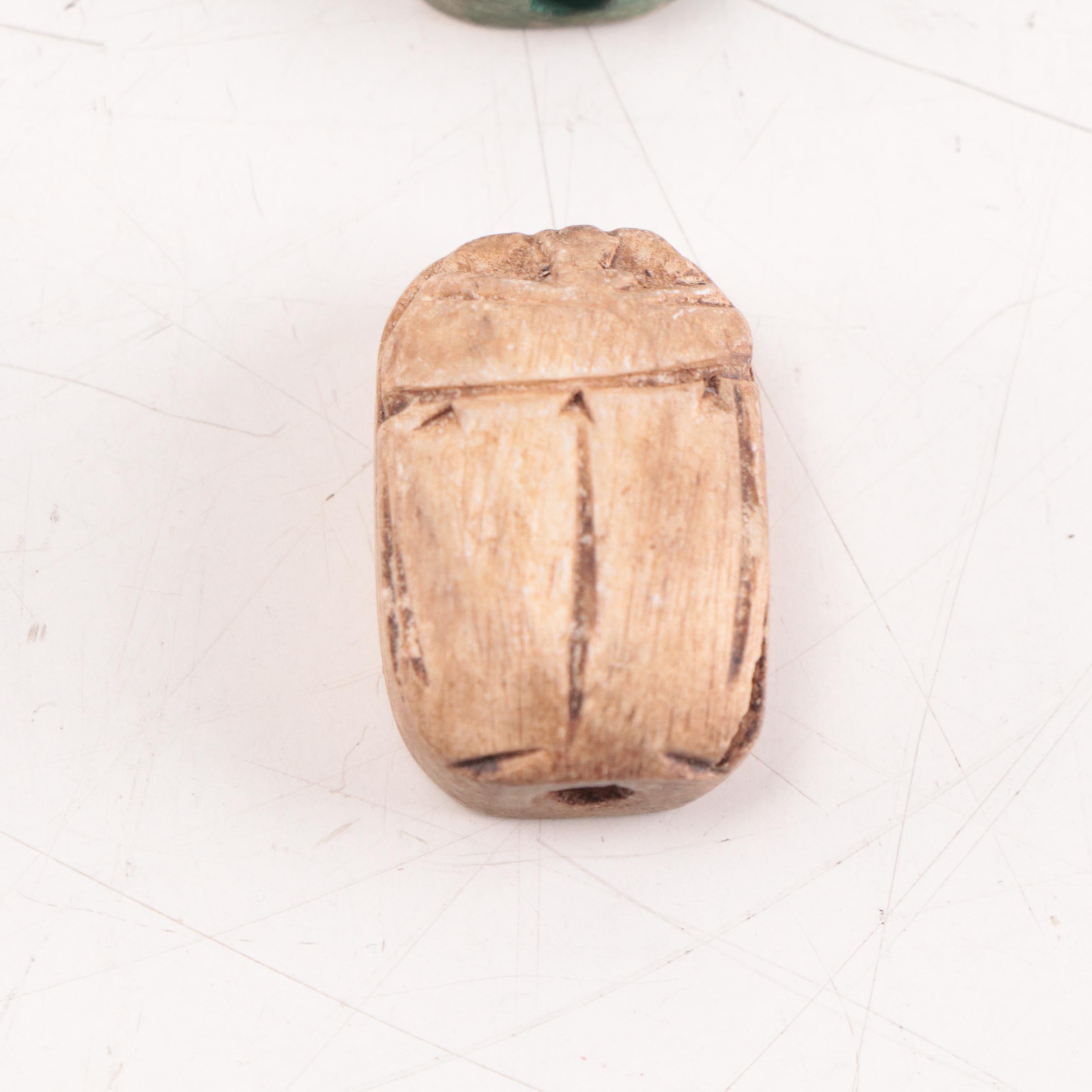 Ancient Egyptian Glazed Ceramic Scarab Amulets, 700-30 B.C.