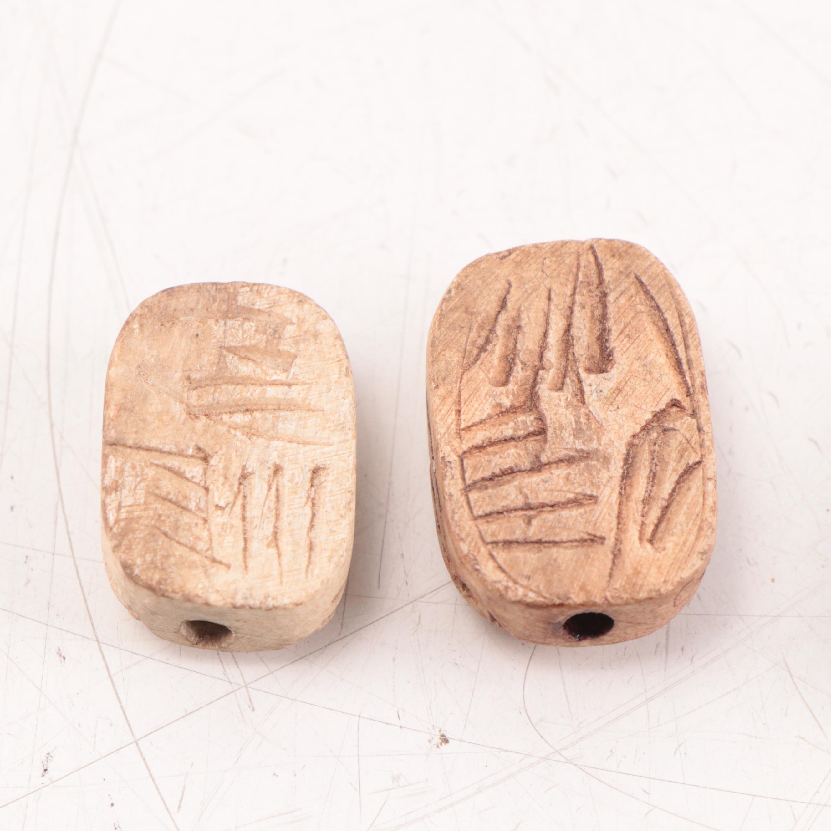 Ancient Egyptian Glazed Ceramic Scarab Amulets, 700-30 B.C.