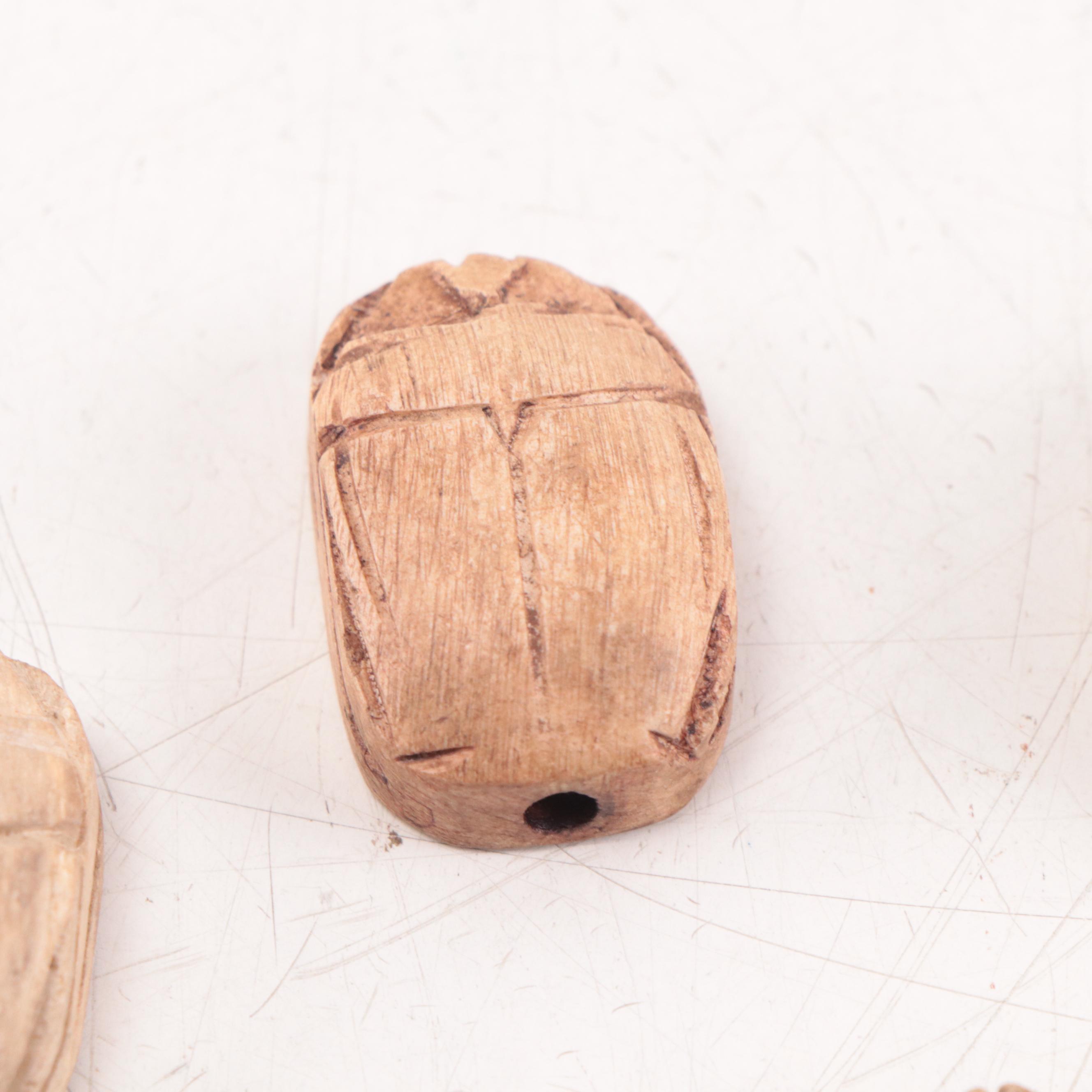 Ancient Egyptian Glazed Ceramic Scarab Amulets, 700-30 B.C.