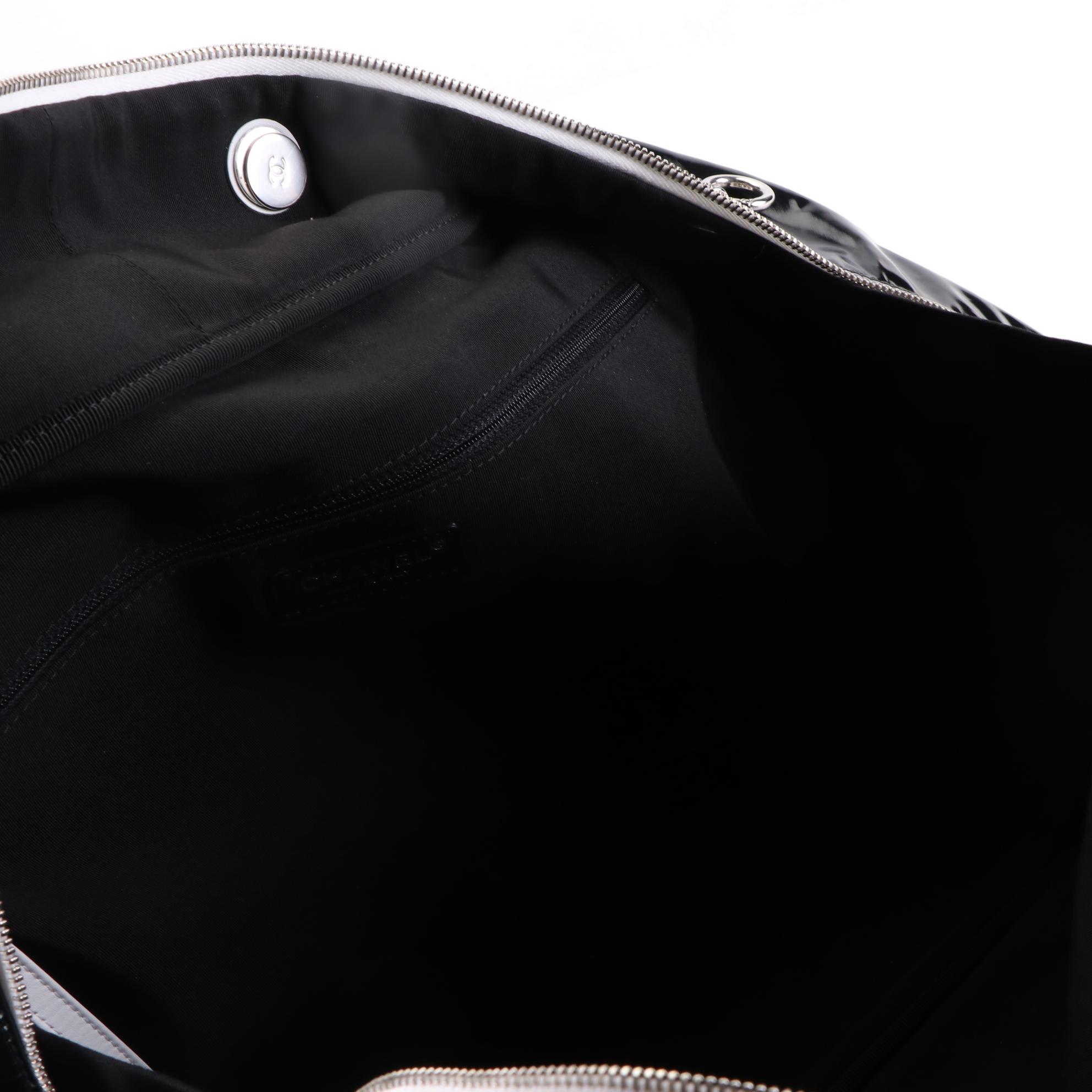 Chanel La Pausa Bay Large Camera Bag in Black/White Vinyl