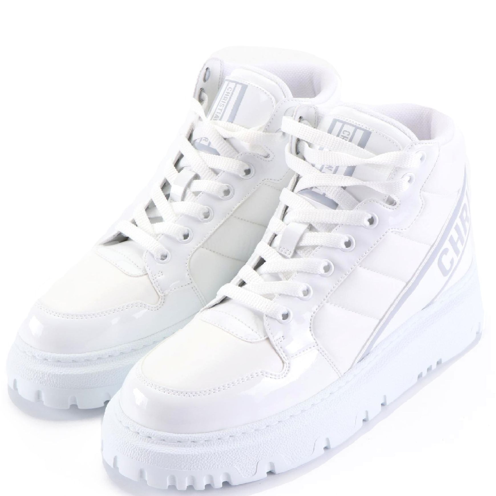 Christian Dior D-Player Sneakers in Quilted Nylon/Patent Leather with Box