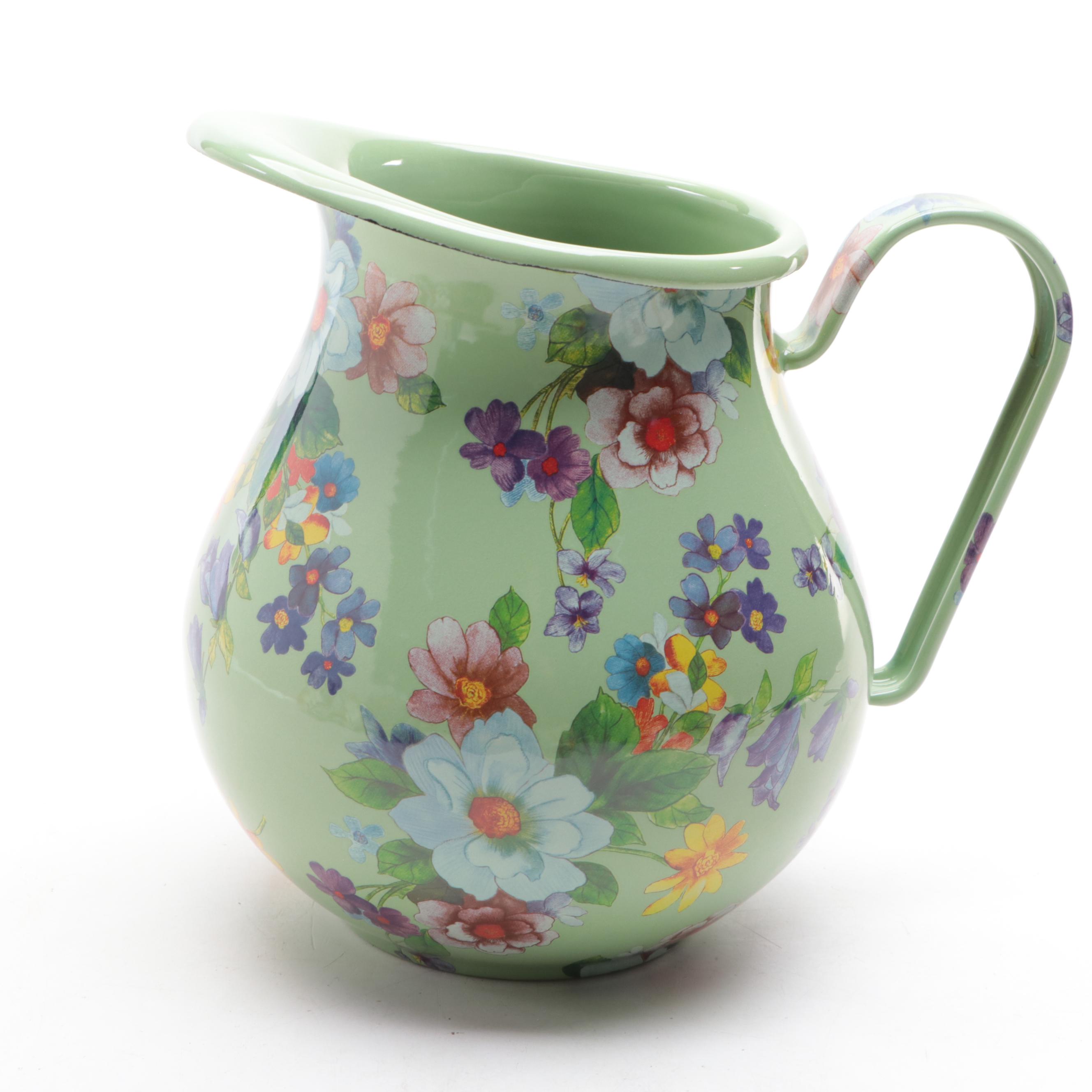 MacKenzie-Childs "Flower Market" Enamelware Pitcher and Mugs