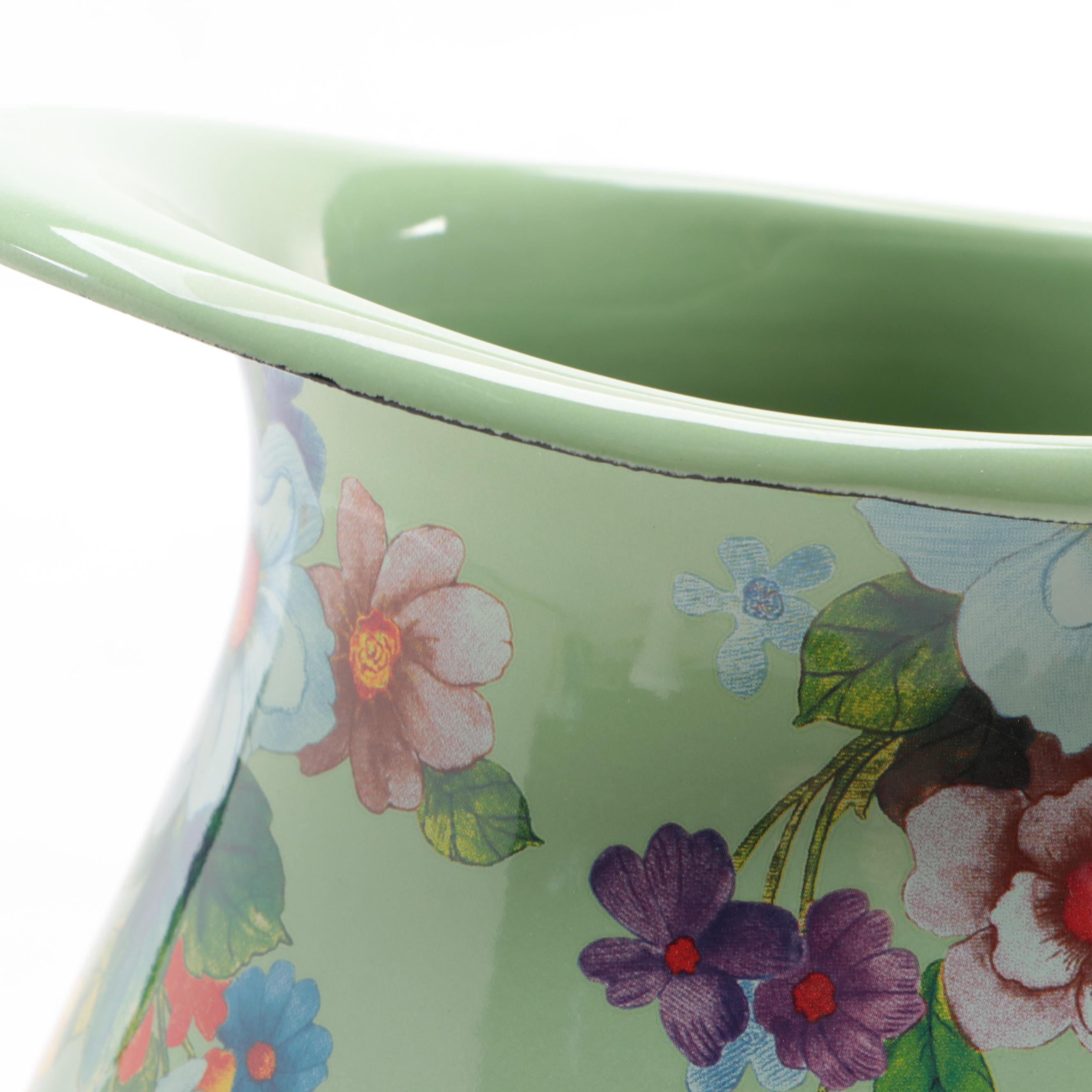 MacKenzie-Childs "Flower Market" Enamelware Pitcher and Mugs