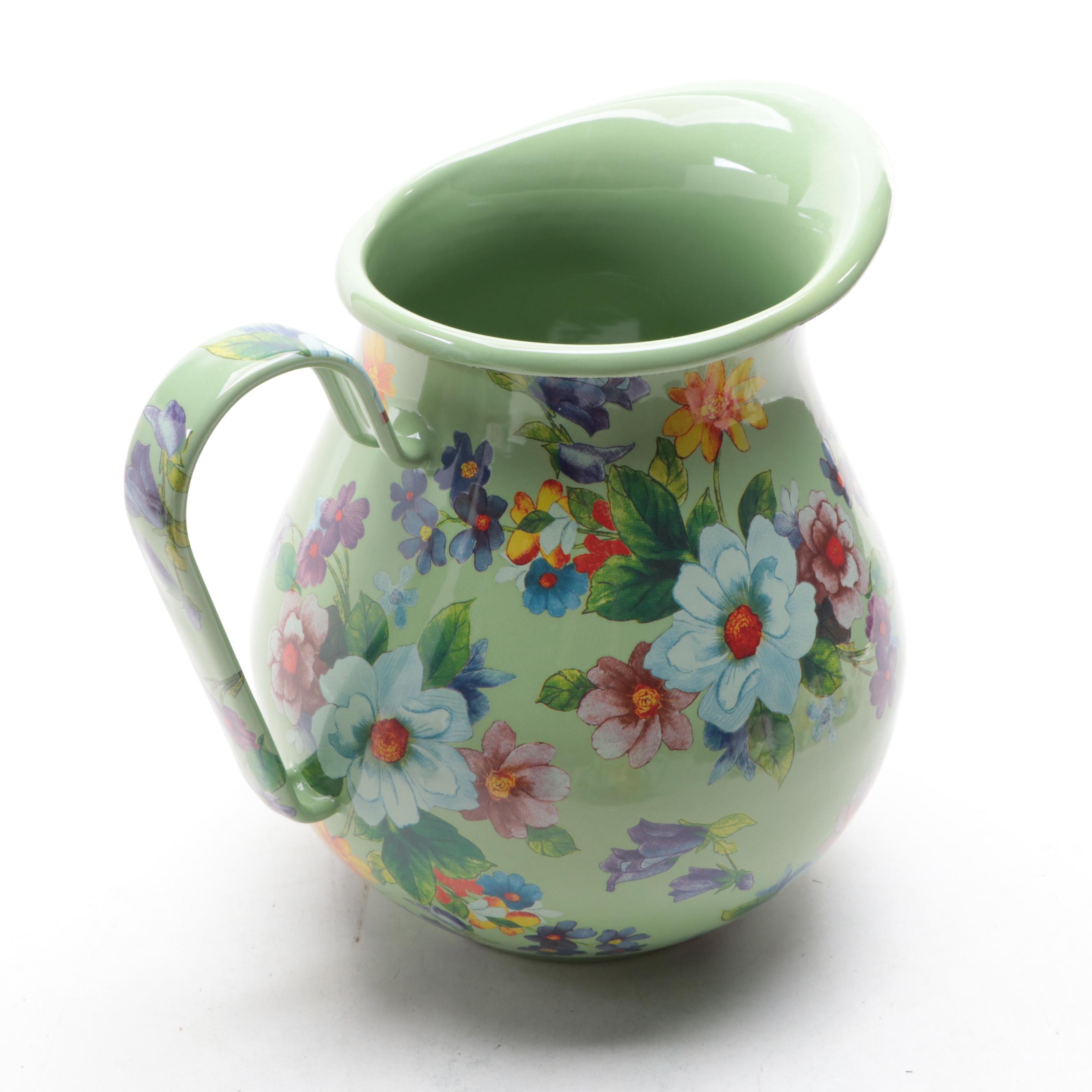 MacKenzie-Childs "Flower Market" Enamelware Pitcher and Mugs