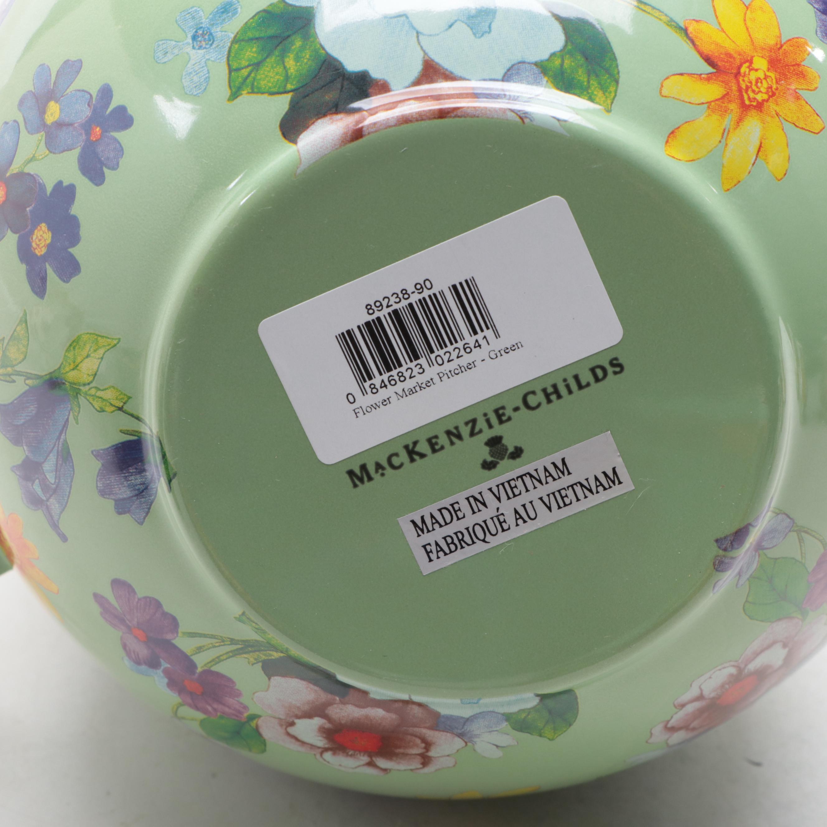 MacKenzie-Childs "Flower Market" Enamelware Pitcher and Mugs