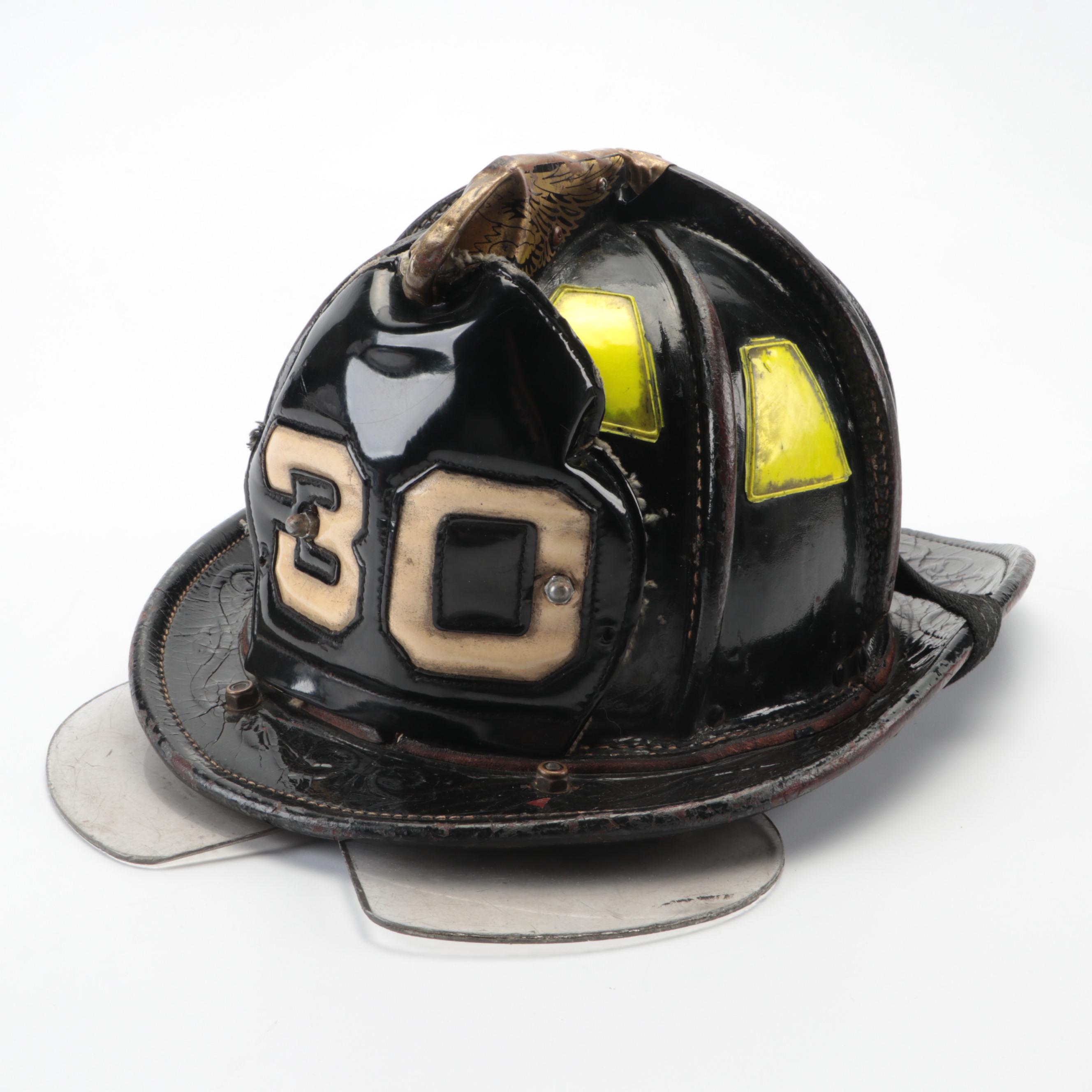 Boston Fire Department Engine 30 Fire Fighter's Leather Helmet