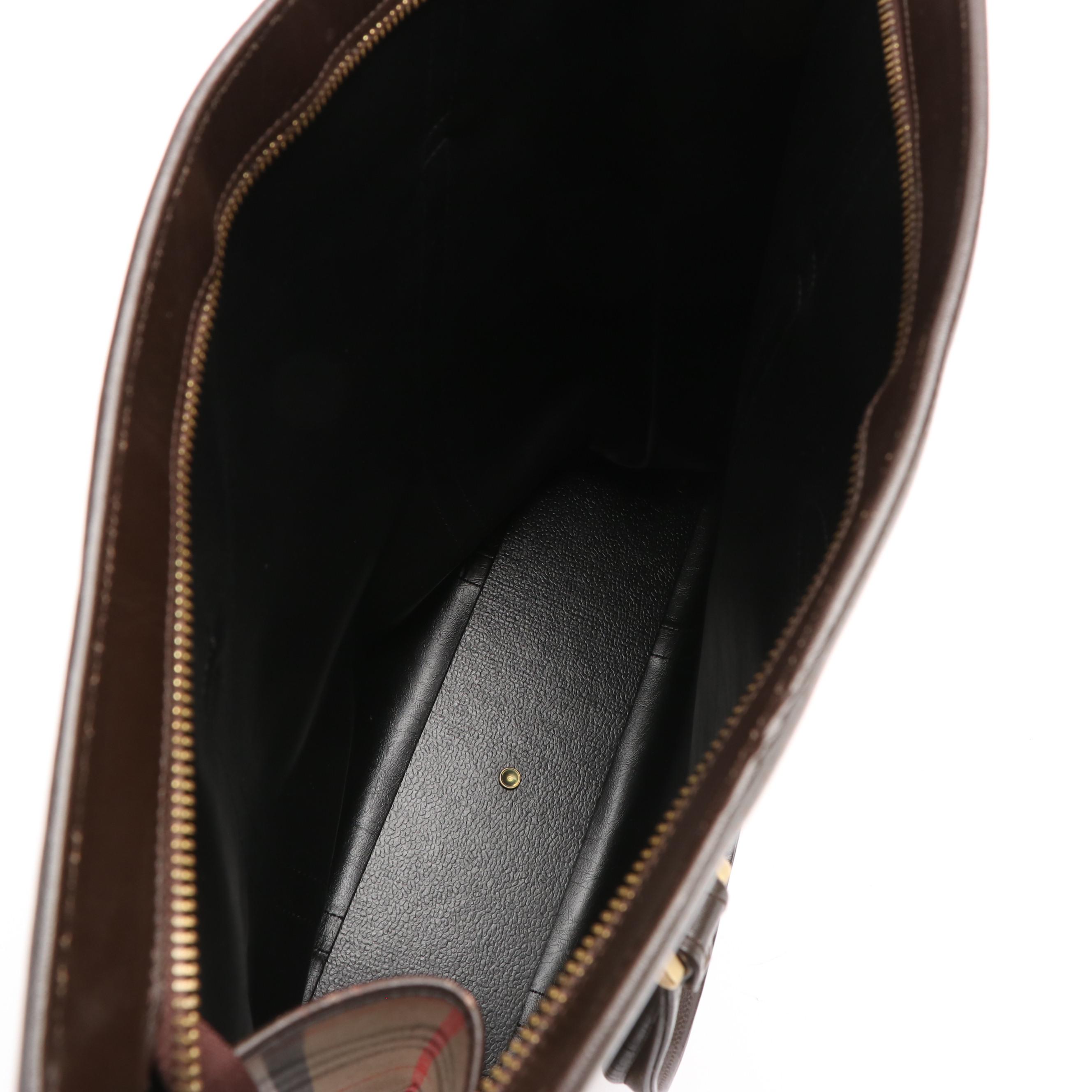 Burberry “Haymarket” Check Canvas and Leather Tote Bag