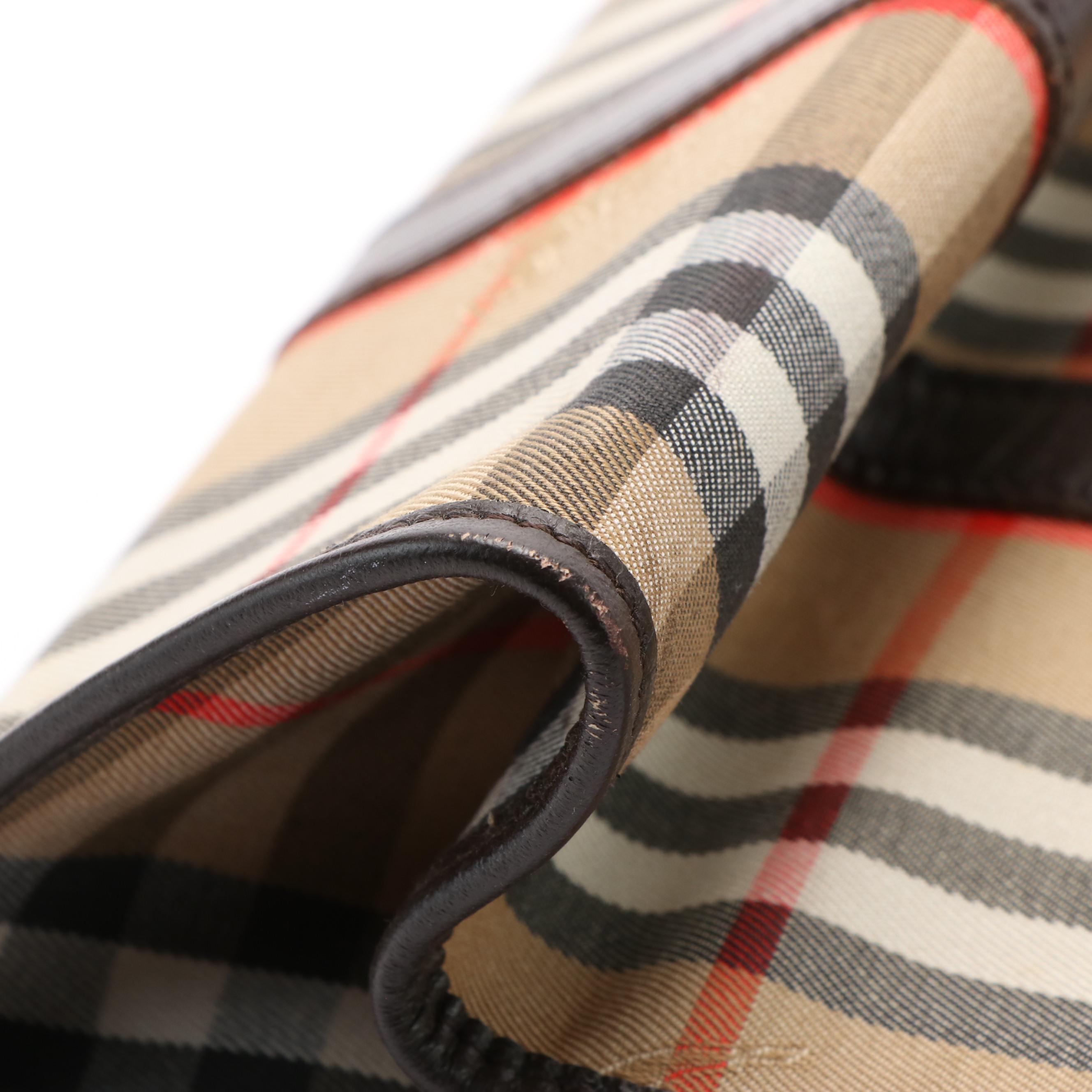 Burberry “Haymarket” Check Canvas and Leather Tote Bag