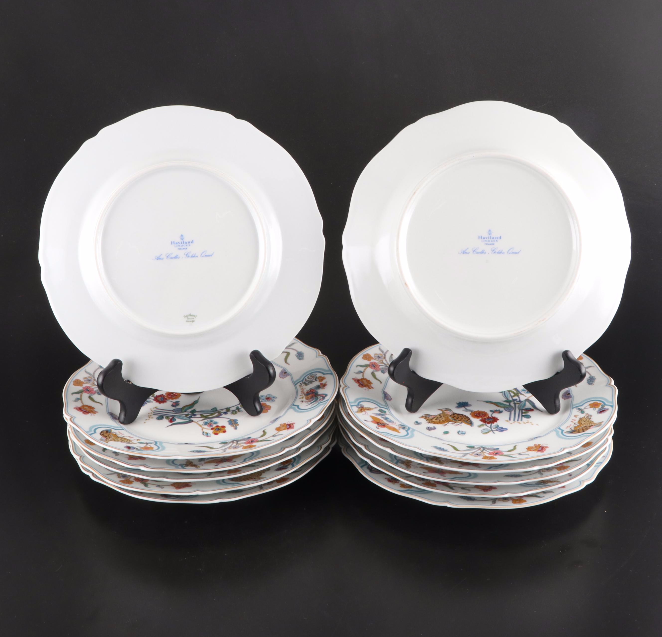 Haviland Limoges "Golden Quail" Gilt Porcelain Dinnerware, 1975-1983